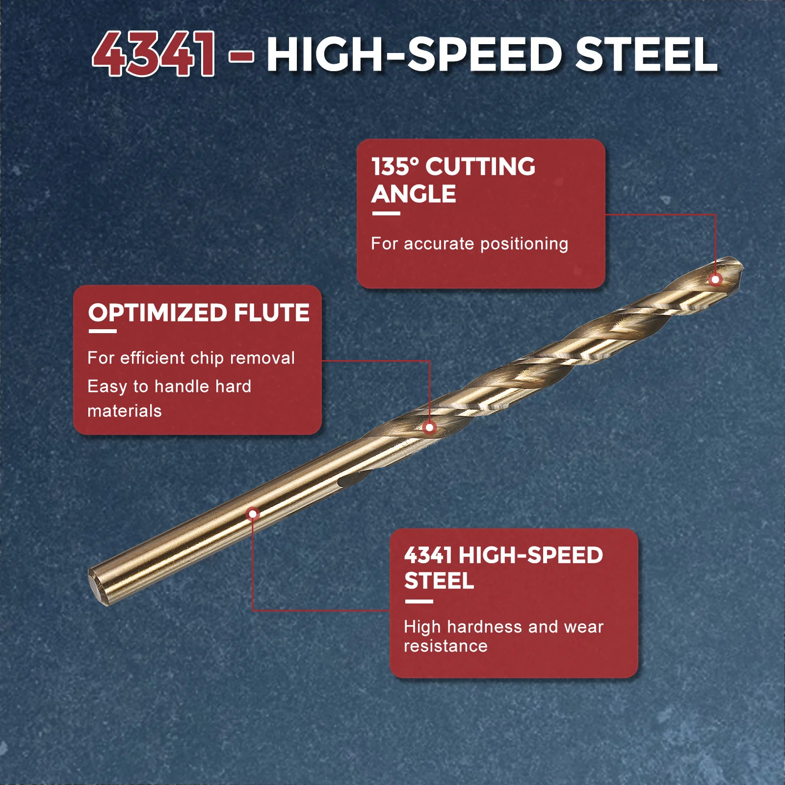 5pcs Drill Bit - #5 4341 HSS Gold Woodworking Handicraft - Image 3