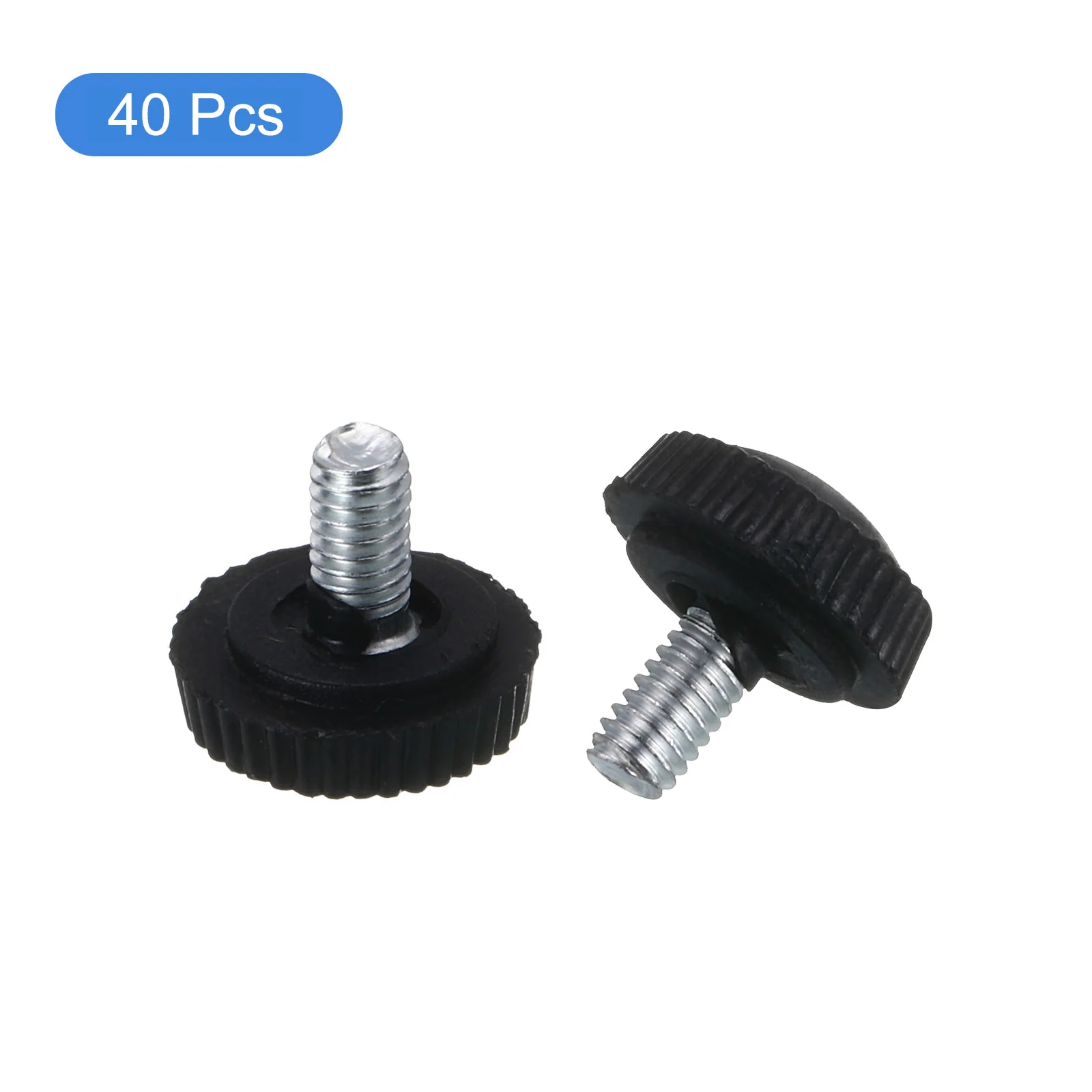 Uxcell 40Pcs M4x8mm Threaded Knurled Thumb Screws, Zinc Plated Carbon Steel Black - Image 3
