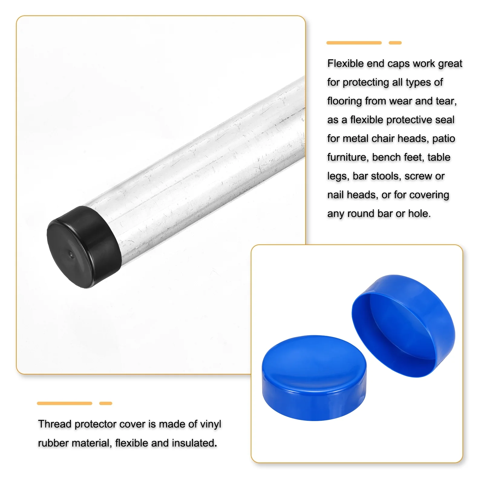 Uxcell 2pcs Rubber End Caps 150mm x 80mm Bolt Cap Screw Thread Protectors Blue - Image 3