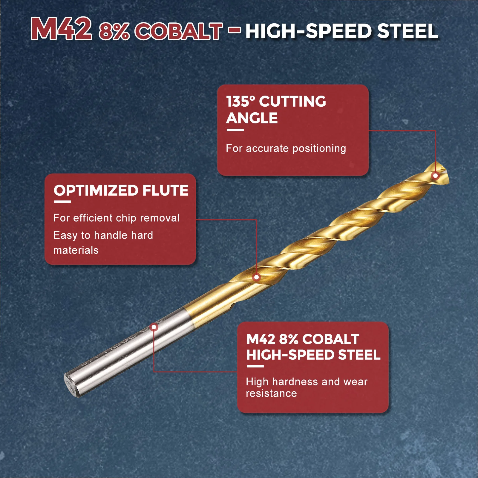 2pcs Drill Bit - 6.2mm HSS Cobalt TiN for Woodworking Handicraft Use - Image 3