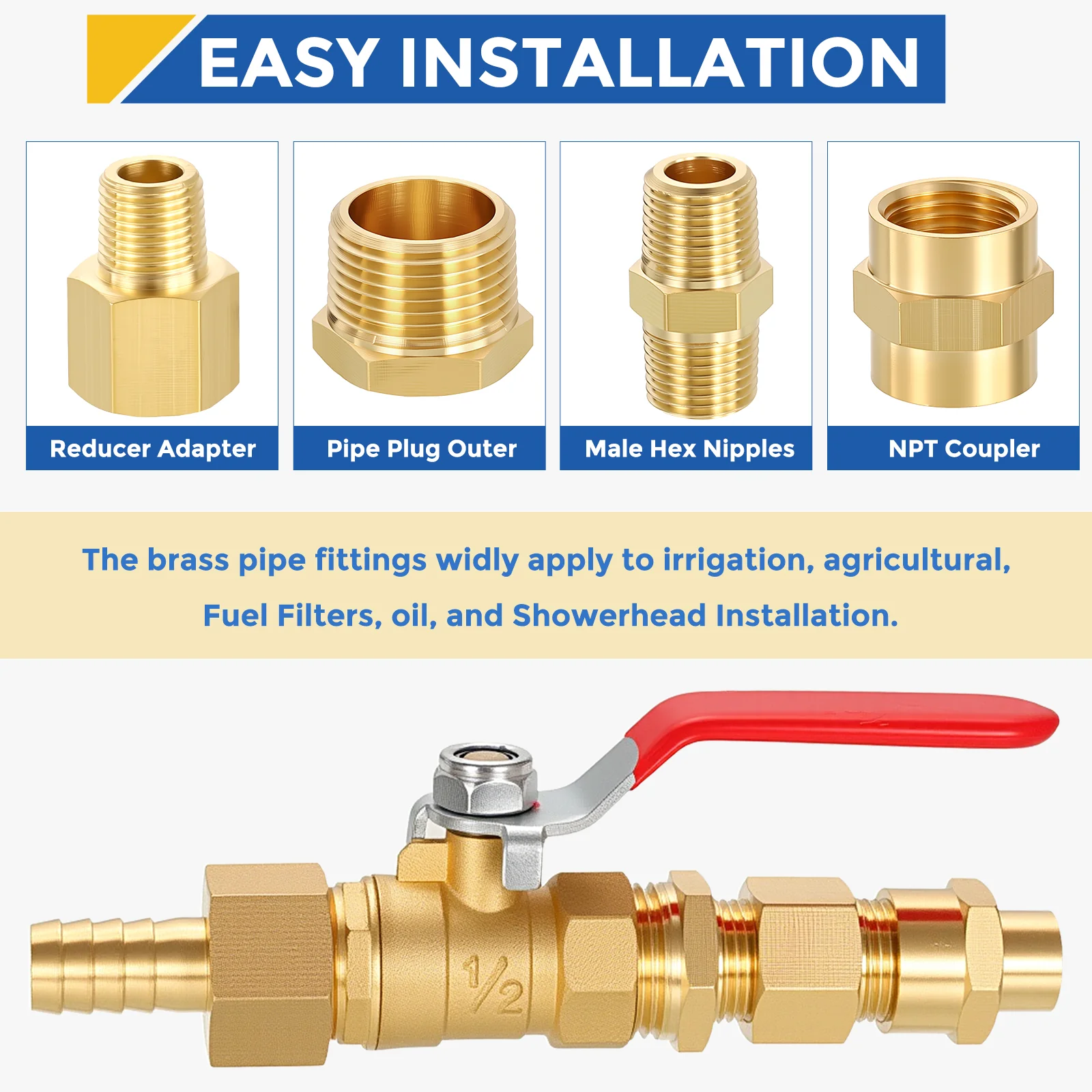 3 Pack Brass Pipe Fittings, 3/8" FeMale NPT to 3/8" FeMale NPT Reducer - Image 5