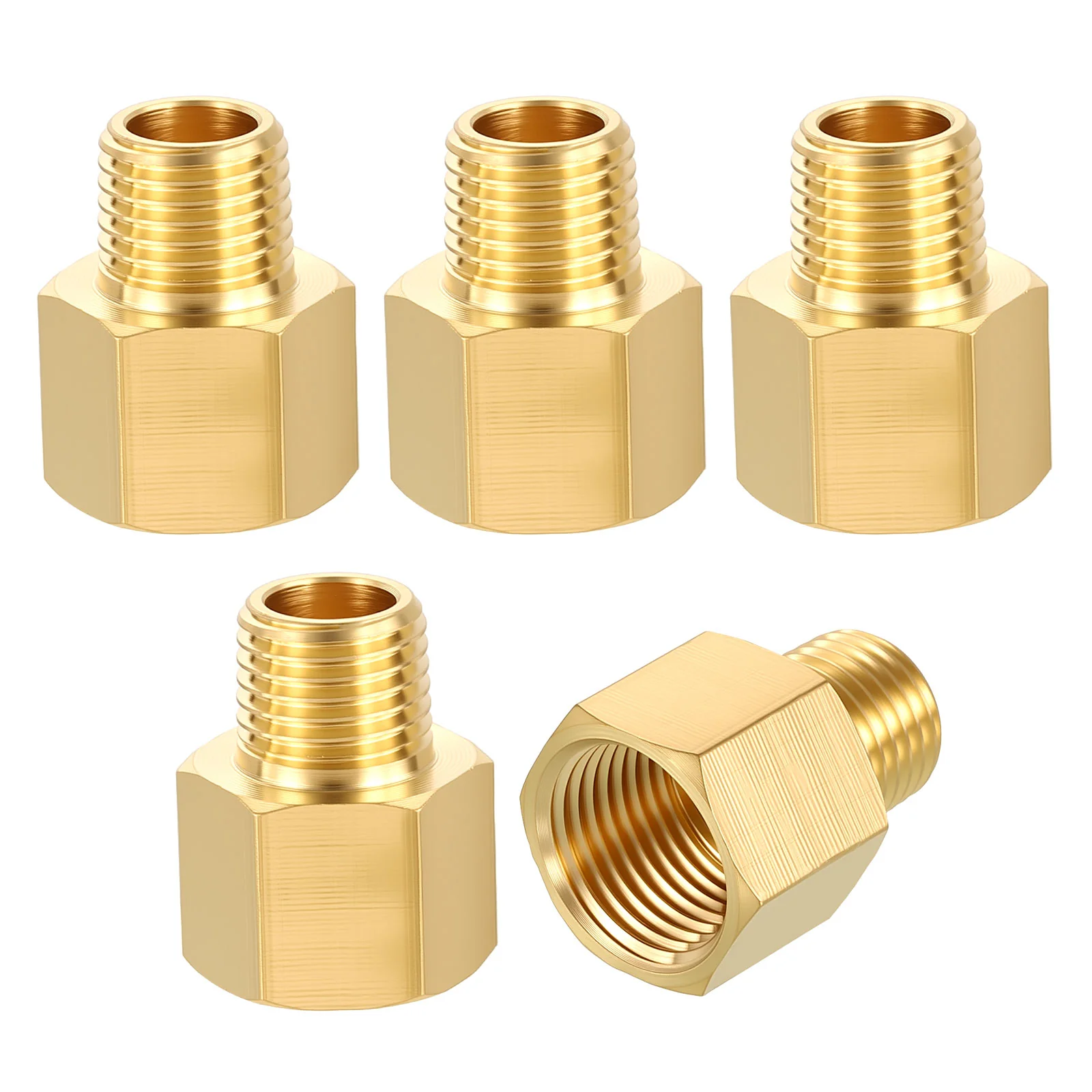 5 Packs Brass Pipe Fittings, 3/8" FeMale NPT to 1/4" Male NPT Reducers