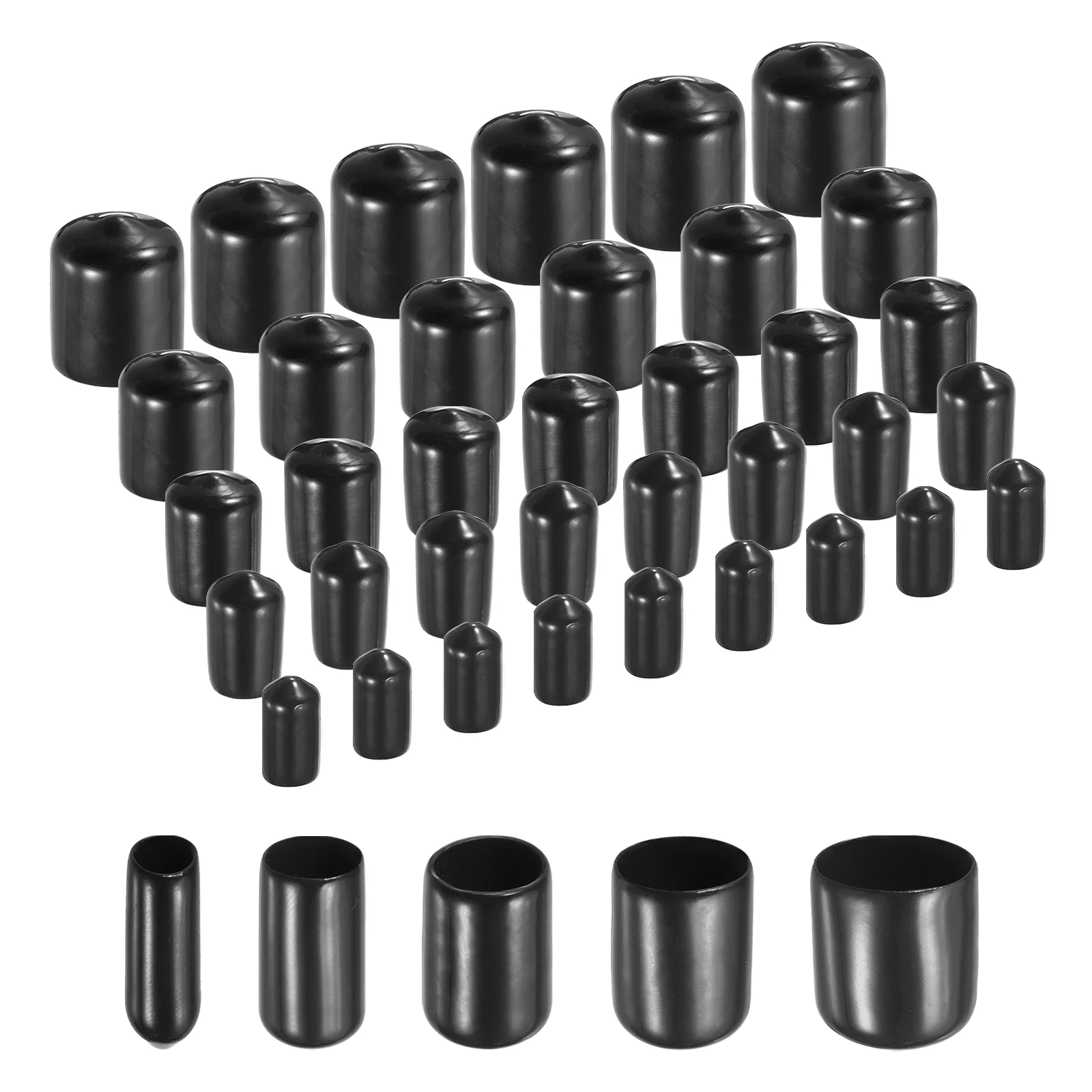 Uxcell 100pcs Round Rubber End Caps Protective Caps 5mm 10mm 15mm 20mm 25mm