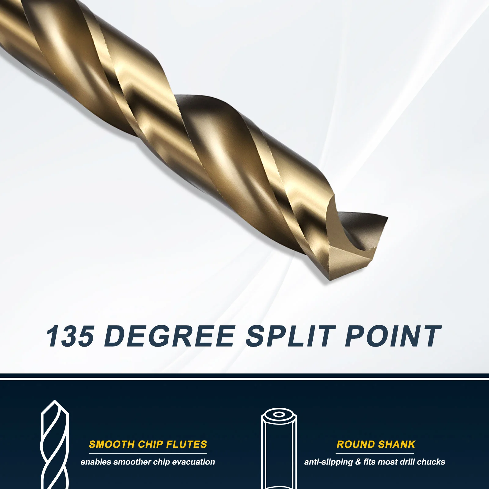 Drill Bit Set 1/16"-1/4" M2 HSS 135° Gold - 13 Pack - Image 4