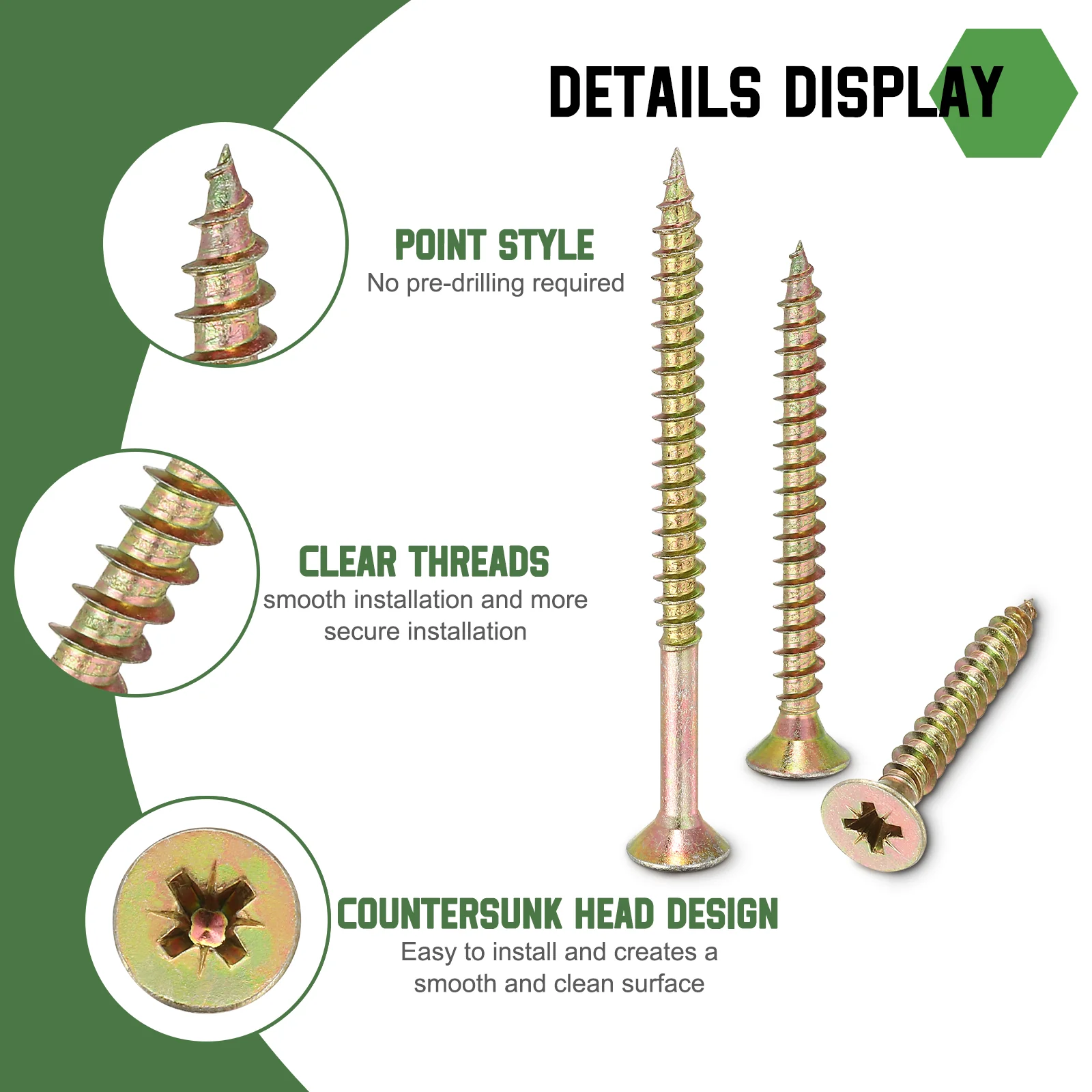 Uxcell 250pcs #10 Phillips Flat Head Sheet Metal Screws, Carbon Steel, Color - Image 3
