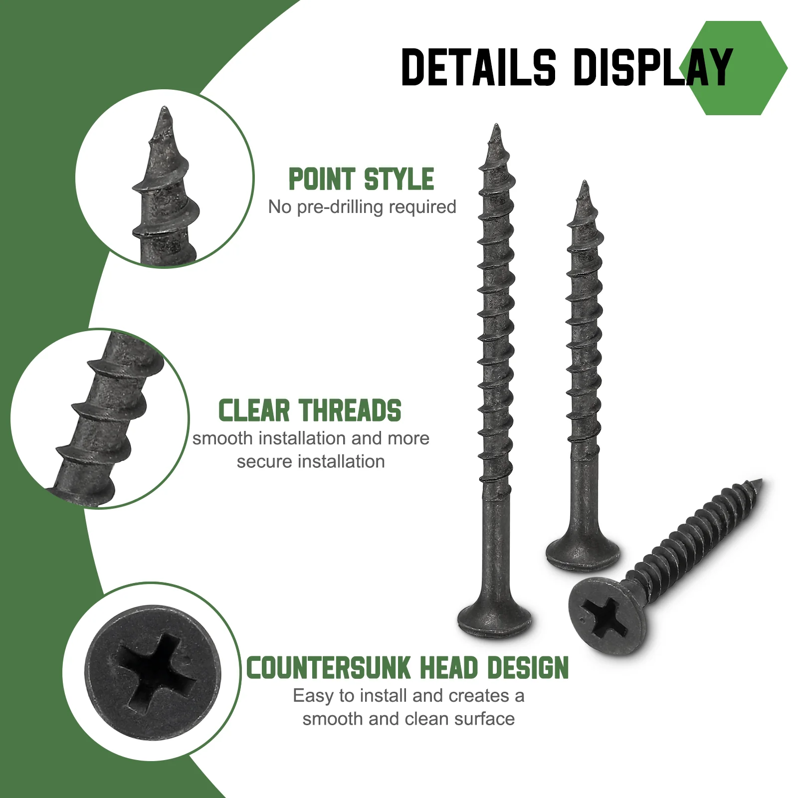 Uxcell 166pcs #6 Phillips Flat Head Sheet Metal Screws, Carbon Steel, Black - Image 3