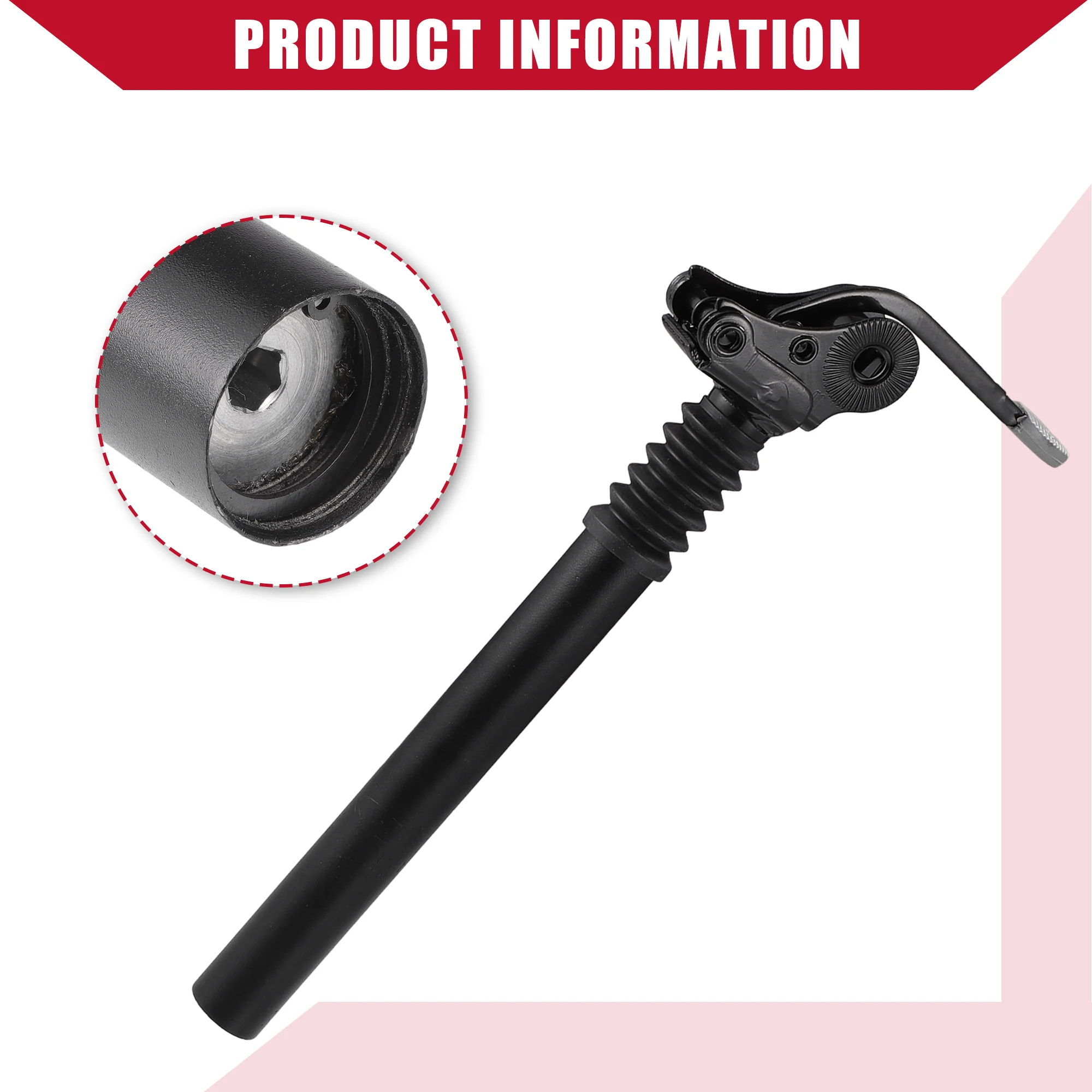 Bicycle Seat Post / Inner Adjustable Bike Seat for MTB Mountain Bike / Durable Aluminum Alloy Iron 27.2x300mm / 1Pcs Black - Image 7