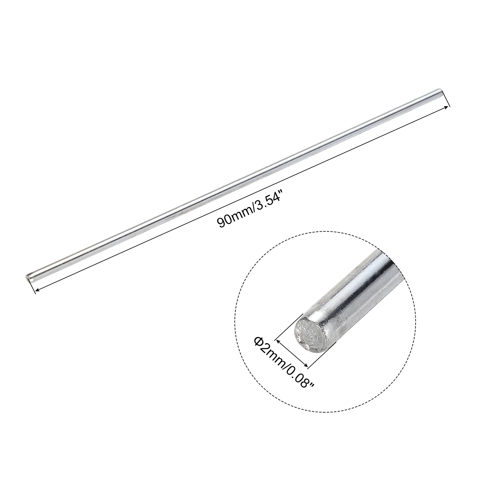 30pcs 2mmx90mm Toys Shaft Round Rod Axles Drive Shaft Iron Shaft, Silver - Image 2