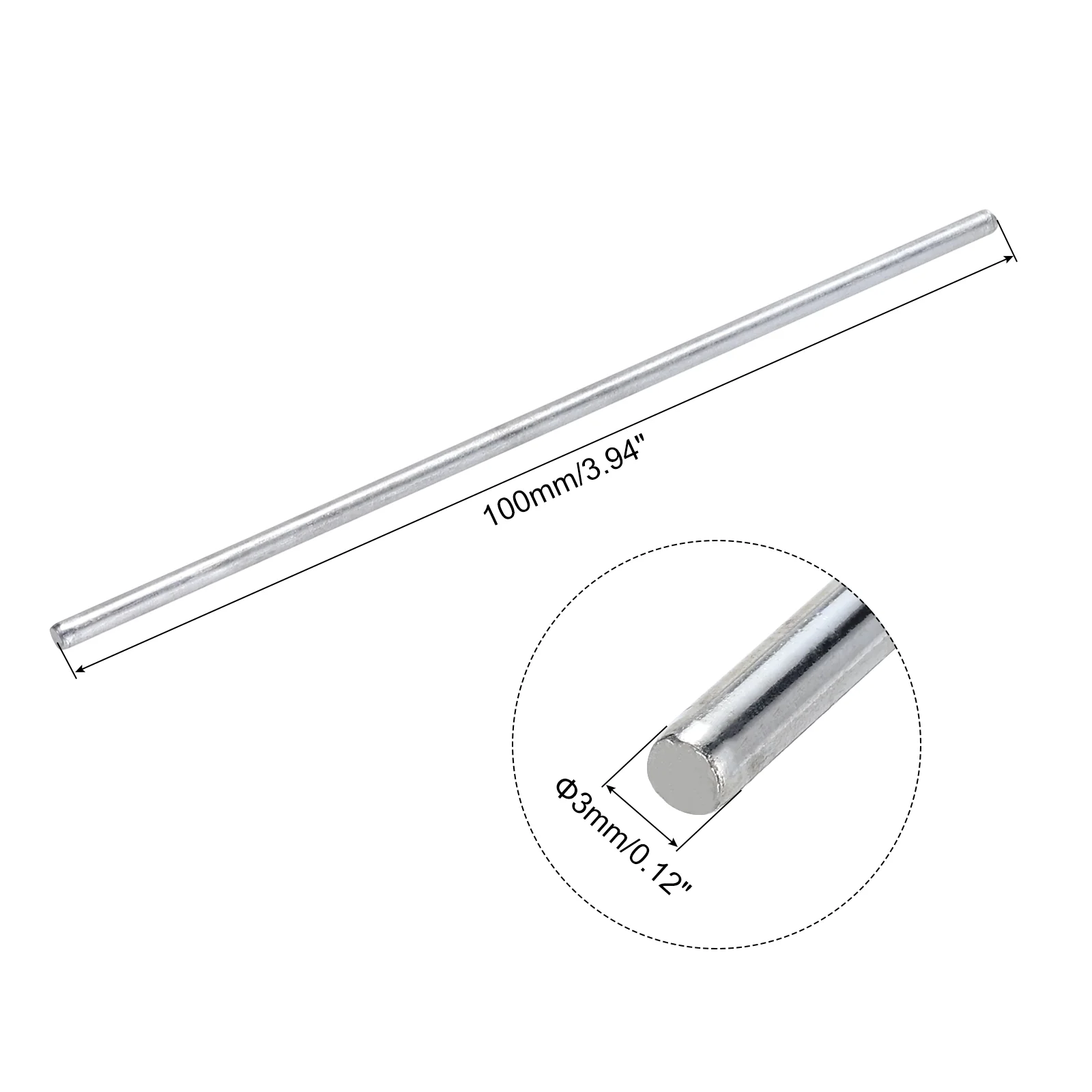 20pcs 3mmx100mm Toys Shaft Round Rod Axles Drive Shaft Iron Shaft, Silver - Image 2