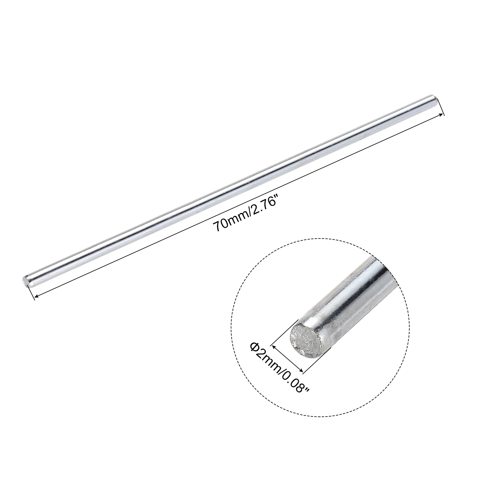20pcs 2mmx70mm Toys Shaft Round Rod Axles Drive Shaft Iron Shaft, Silver - Image 2