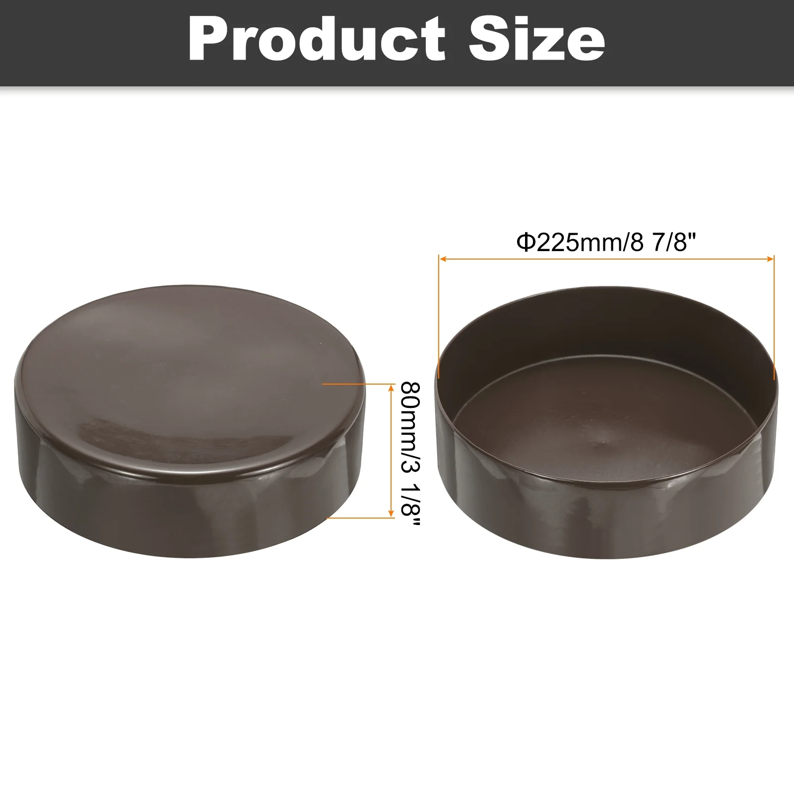 Uxcell 225mm (8 7/8") ID Rubber End Caps Pipe & Fence Post Protectors Brown - Image 2