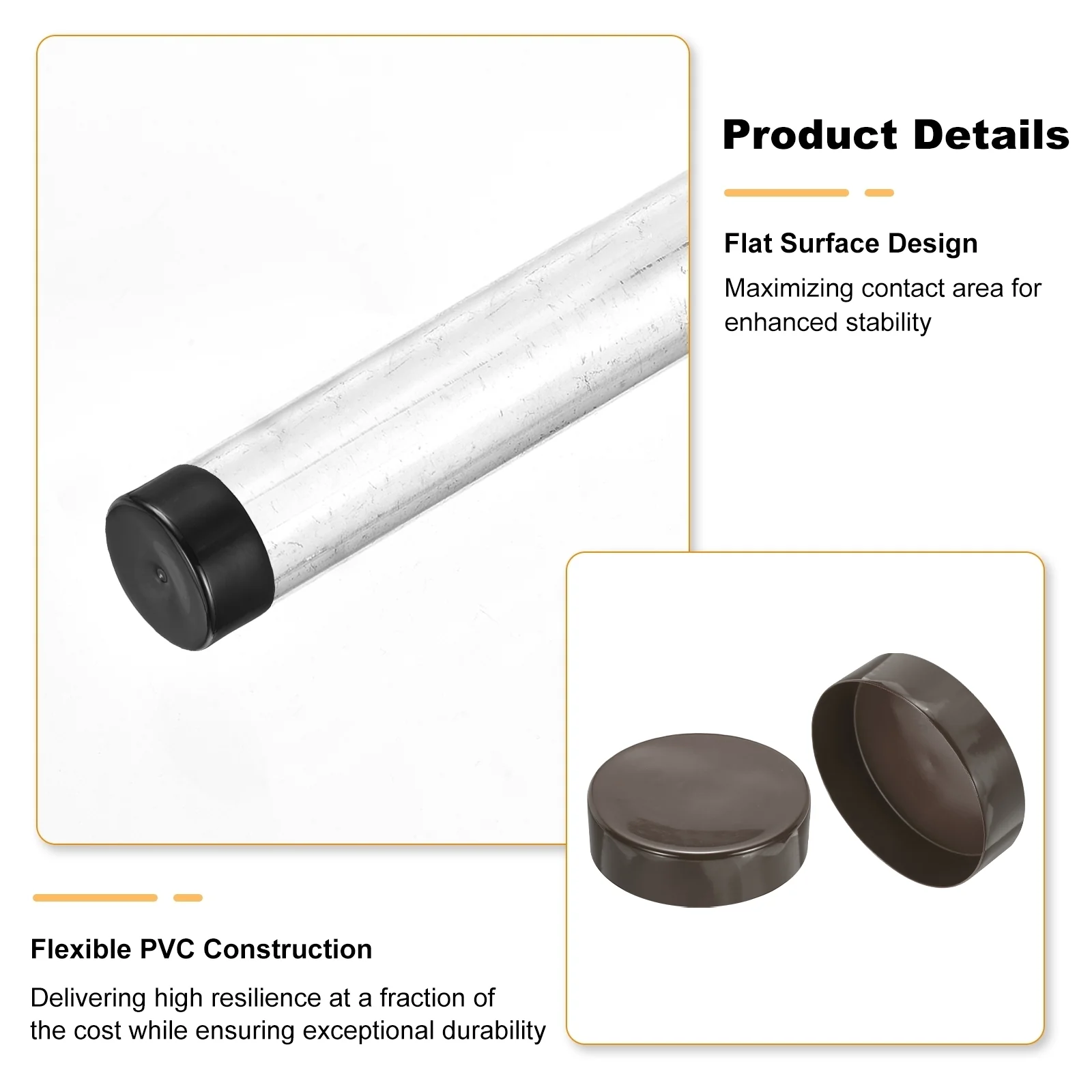 Uxcell 225mm (8 7/8") ID Rubber End Caps Pipe & Fence Post Protectors Brown - Image 3