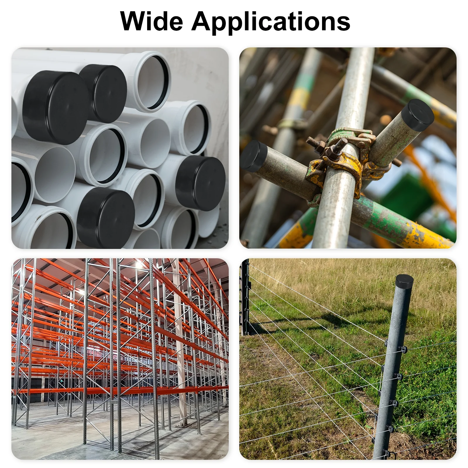 Uxcell 200mm (7 7/8") ID Rubber End Caps Pipe & Fence Post Protectors Brown - Image 5