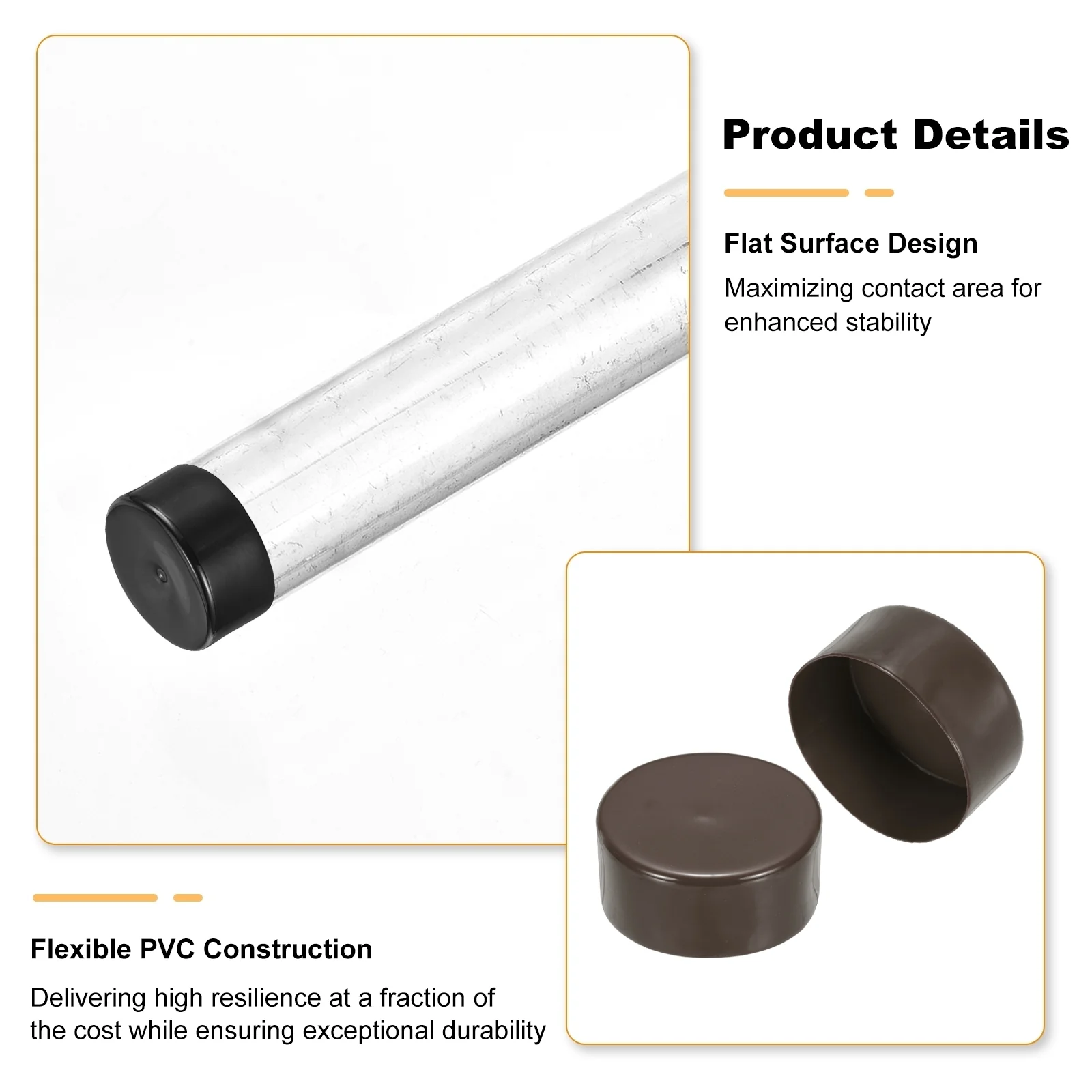 Uxcell 110mm (4 5/16") ID Rubber End Caps Pipe & Fence Post Protectors Brown - Image 3