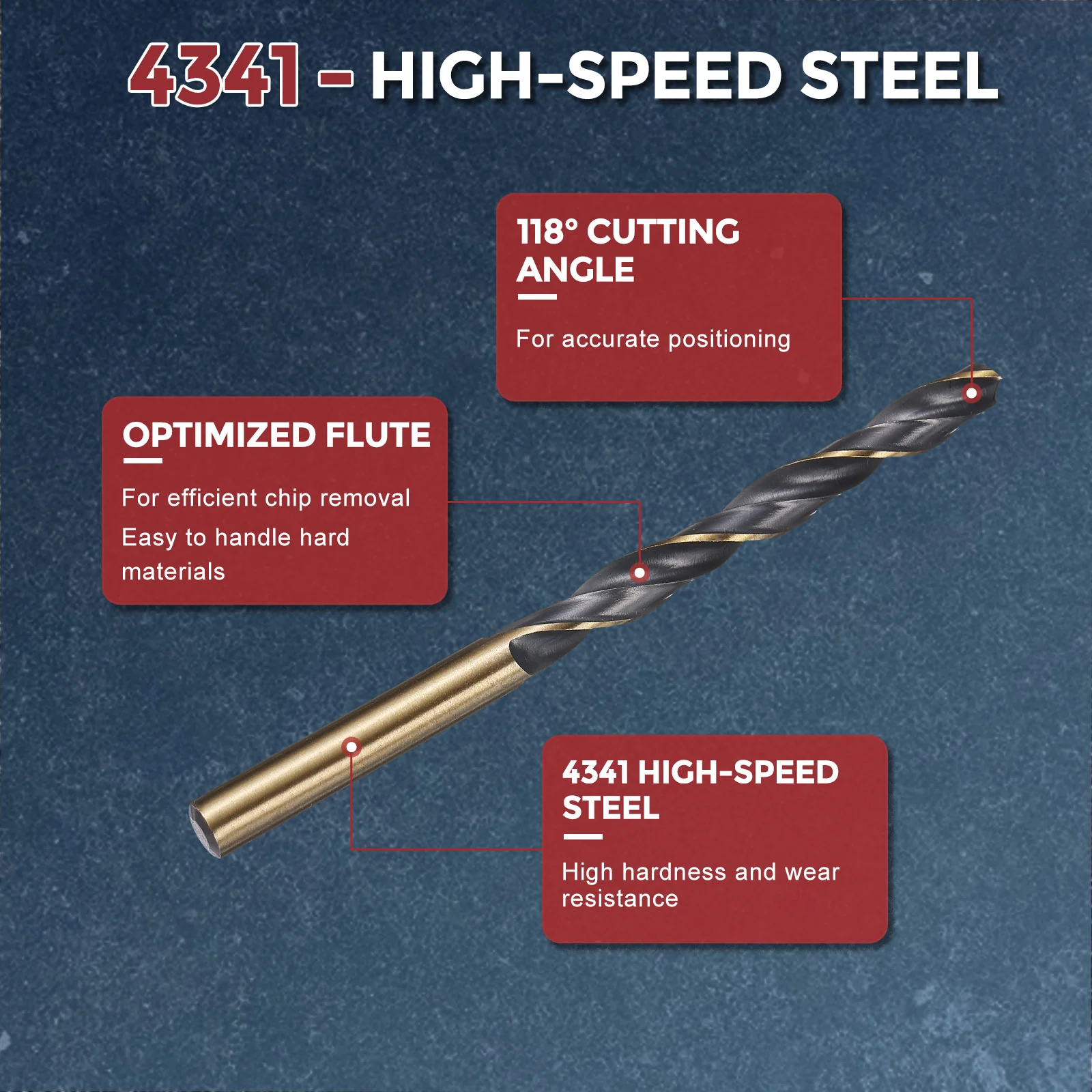 6pcs Drill Bit - 6mm 4341 HSS Black Gold Woodworking Handicraft - Image 3