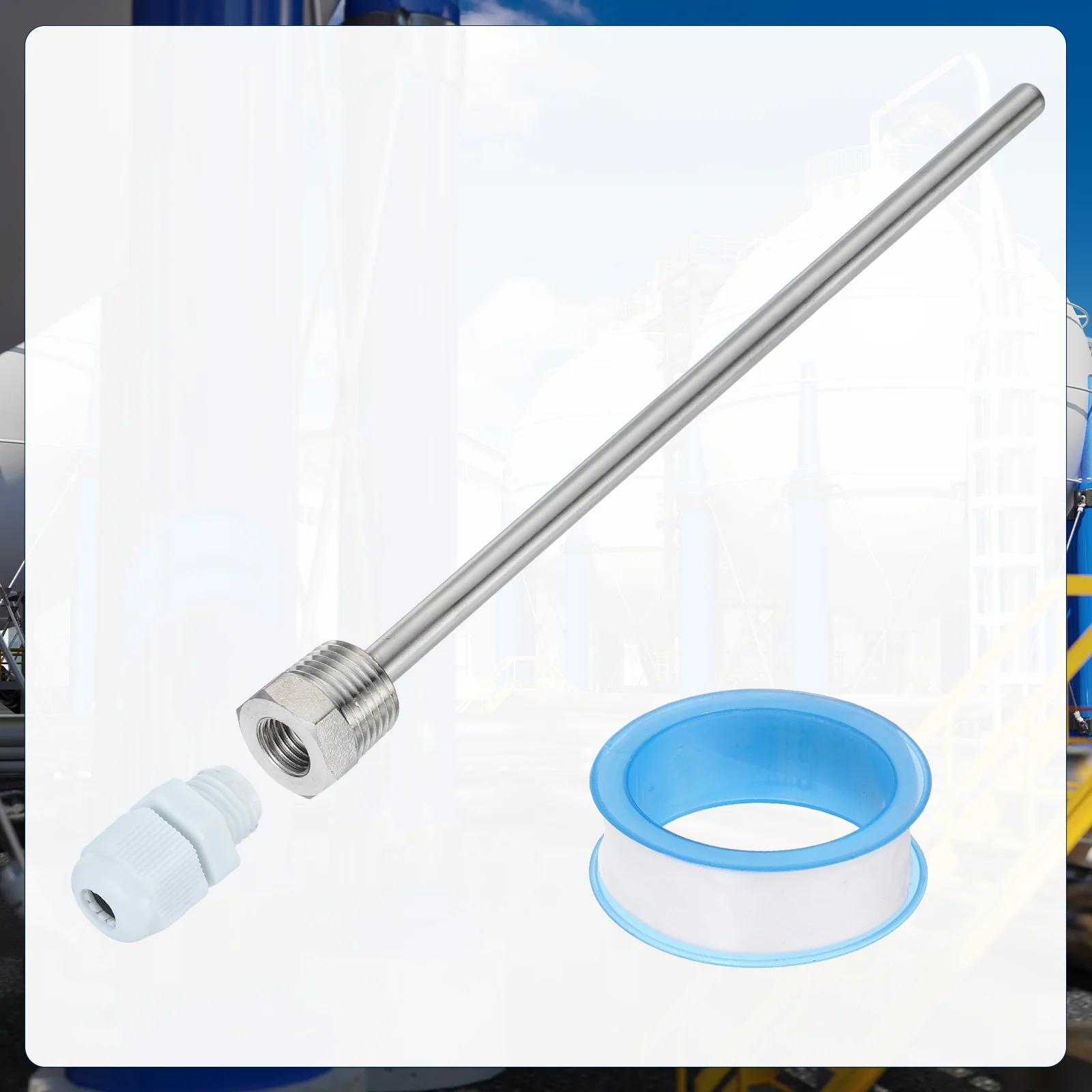 8mm Dia G1/2 201 Stainless Steel Thermowell with 250mm Cable Gland, White - Image 4