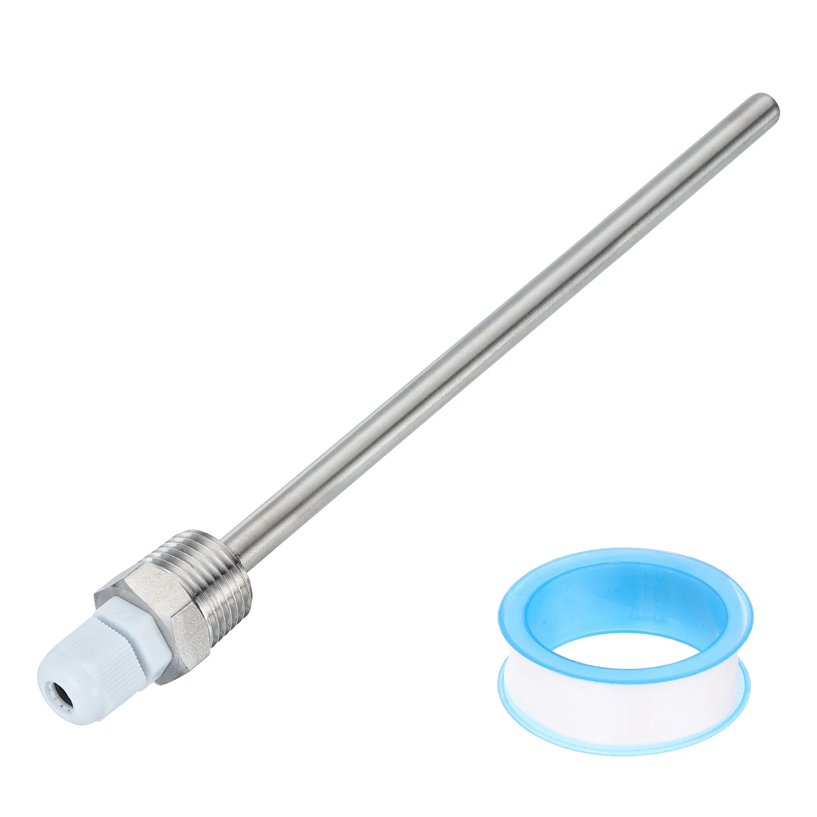 8mm Dia G1/2 201 Stainless Steel Thermowell with 200mm Cable Gland, White