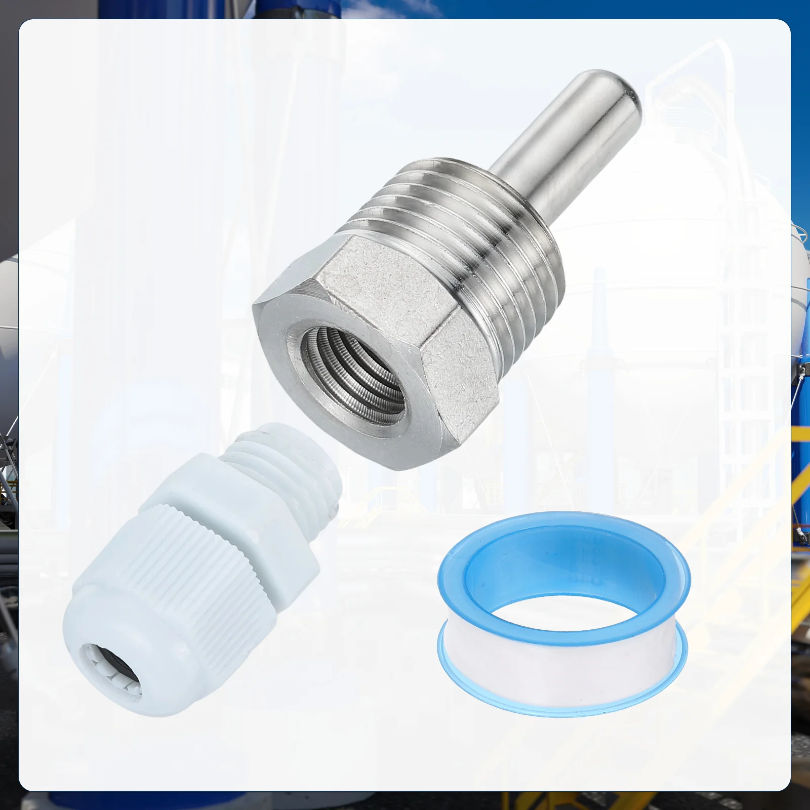 8mm Dia G1/2 304 Stainless Steel Thermowell with 50mm Cable Gland, White - Image 4