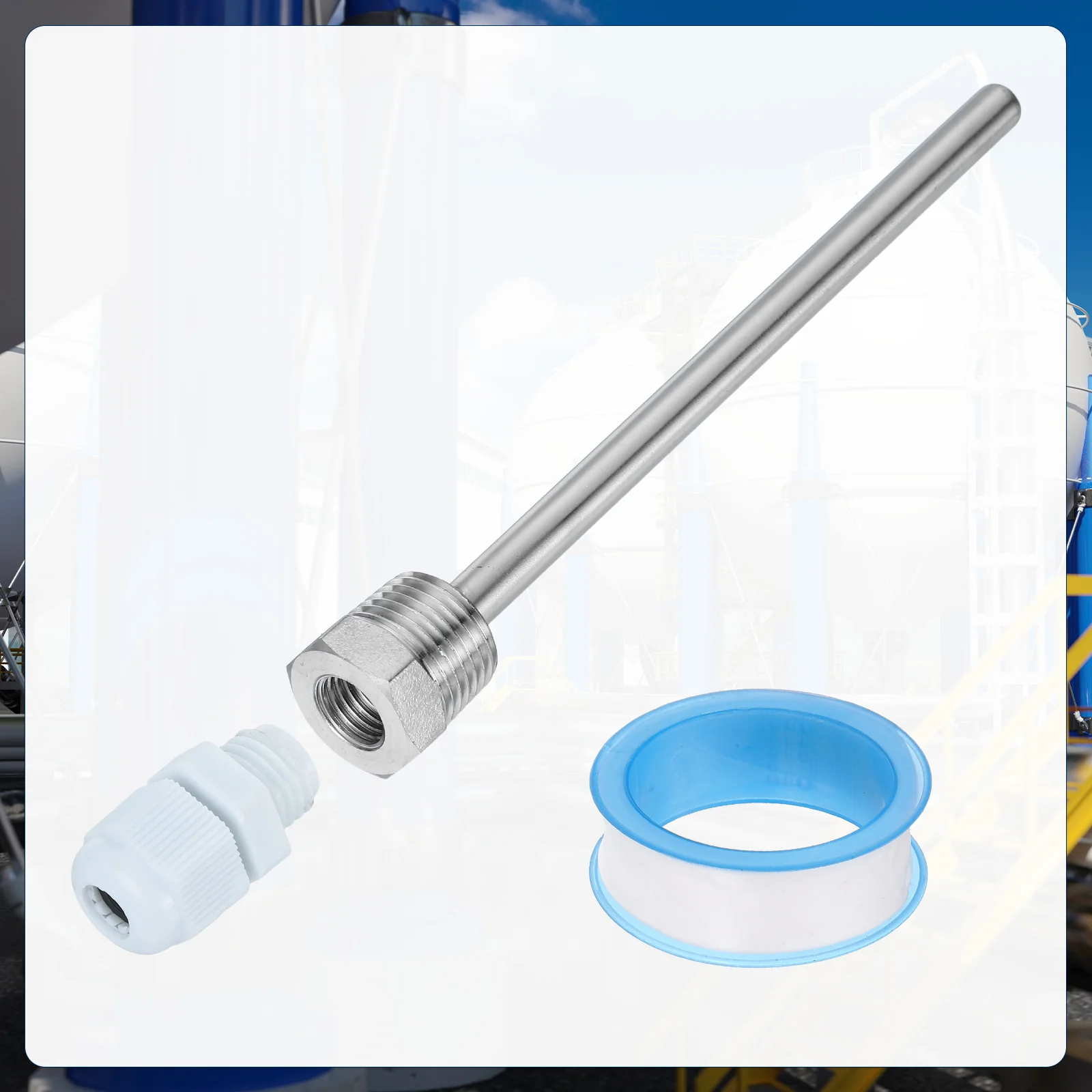 8mm Dia G1/2 304 Stainless Steel Thermowell with 150mm Cable Gland, White - Image 4