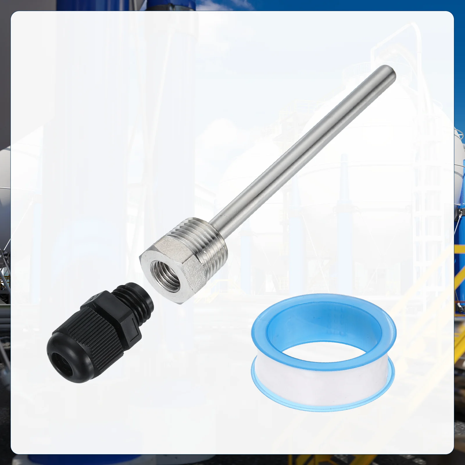 8mm Dia G1/2 304 Stainless Steel Thermowell with 100mm Cable Gland, Black - Image 4