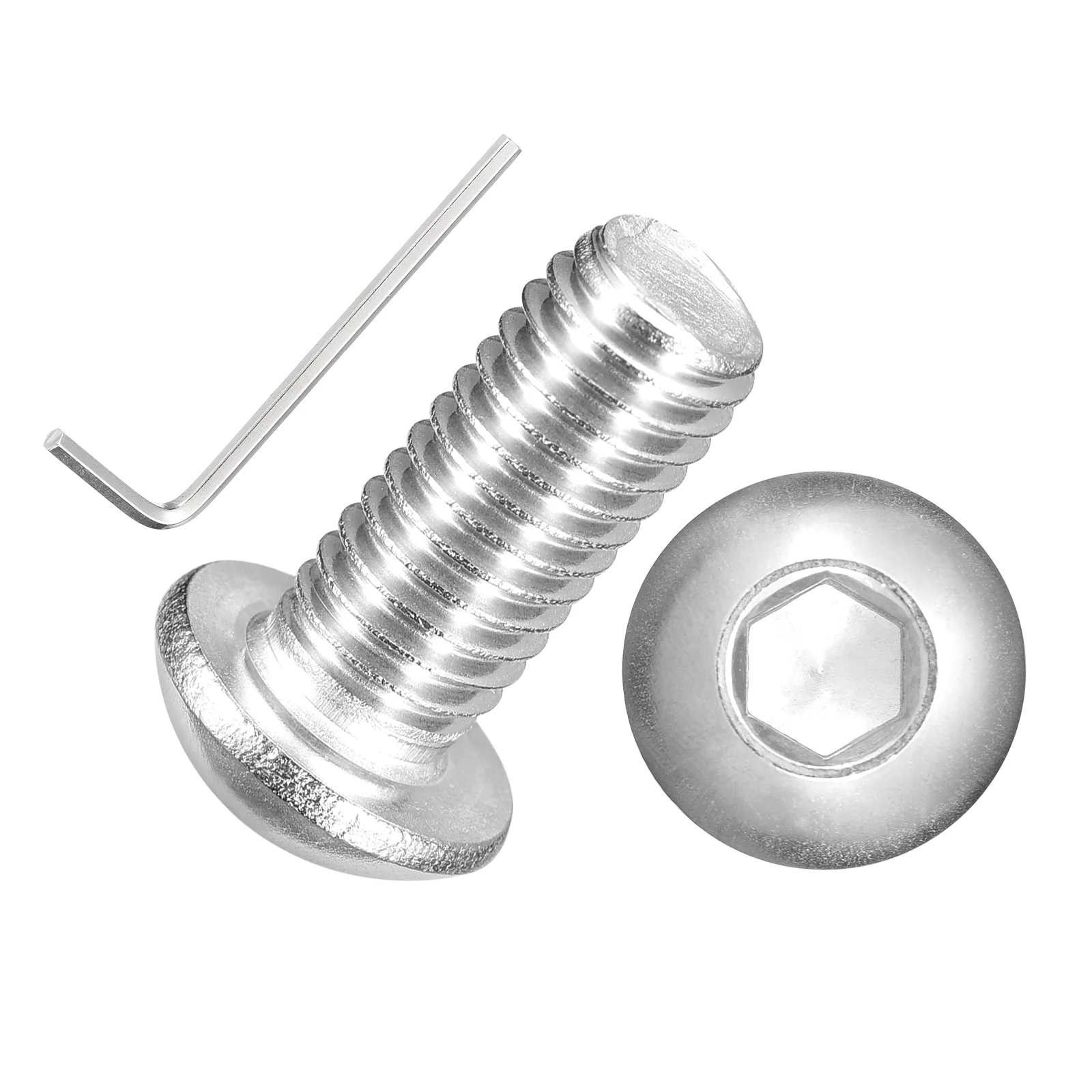 10Pcs Button Head Socket Cap Screws M8-1.25x18mm Stainless Steel Silver