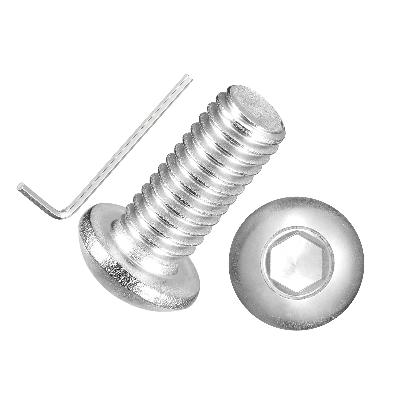 25Pcs Button Head Socket Cap Screws M6-1x14mm Stainless Steel Silver