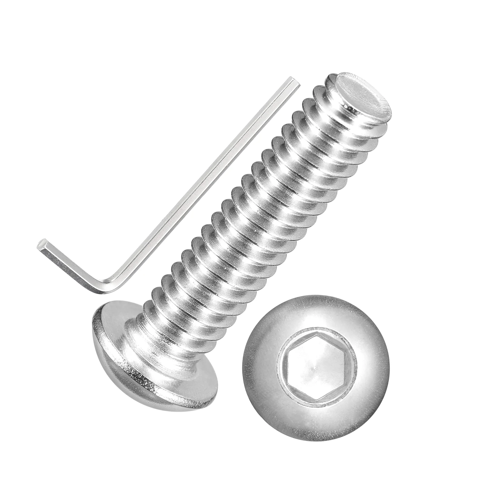 20Pcs Button Head Socket Cap Screws 1/4"-20x1" Stainless Steel Silver