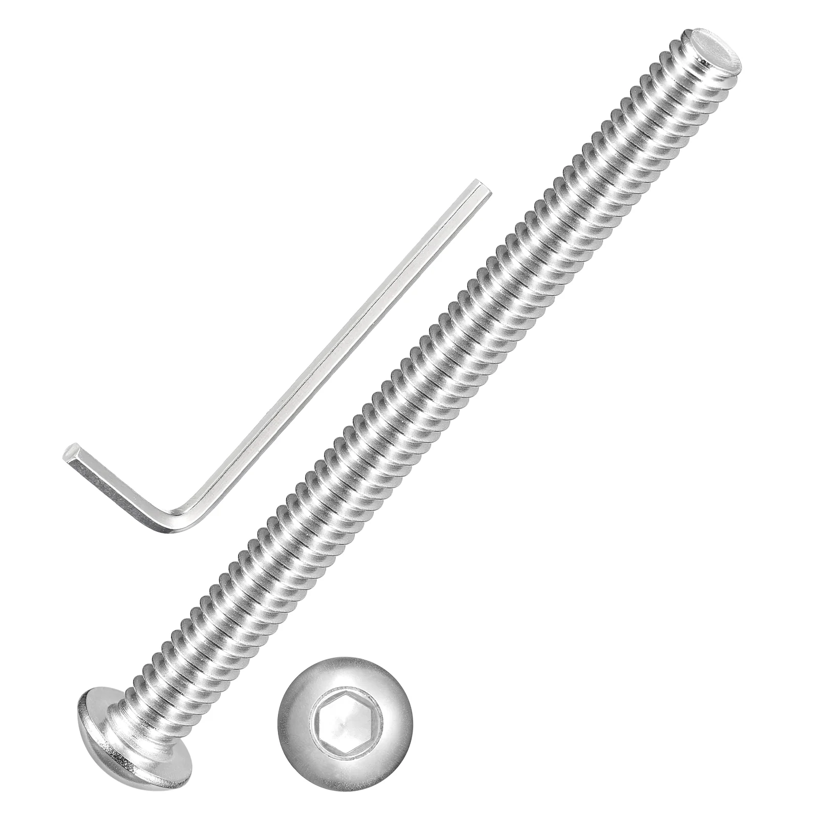 10Pcs Button Head Socket Cap Screws 1/4"-20x3" Stainless Steel Silver