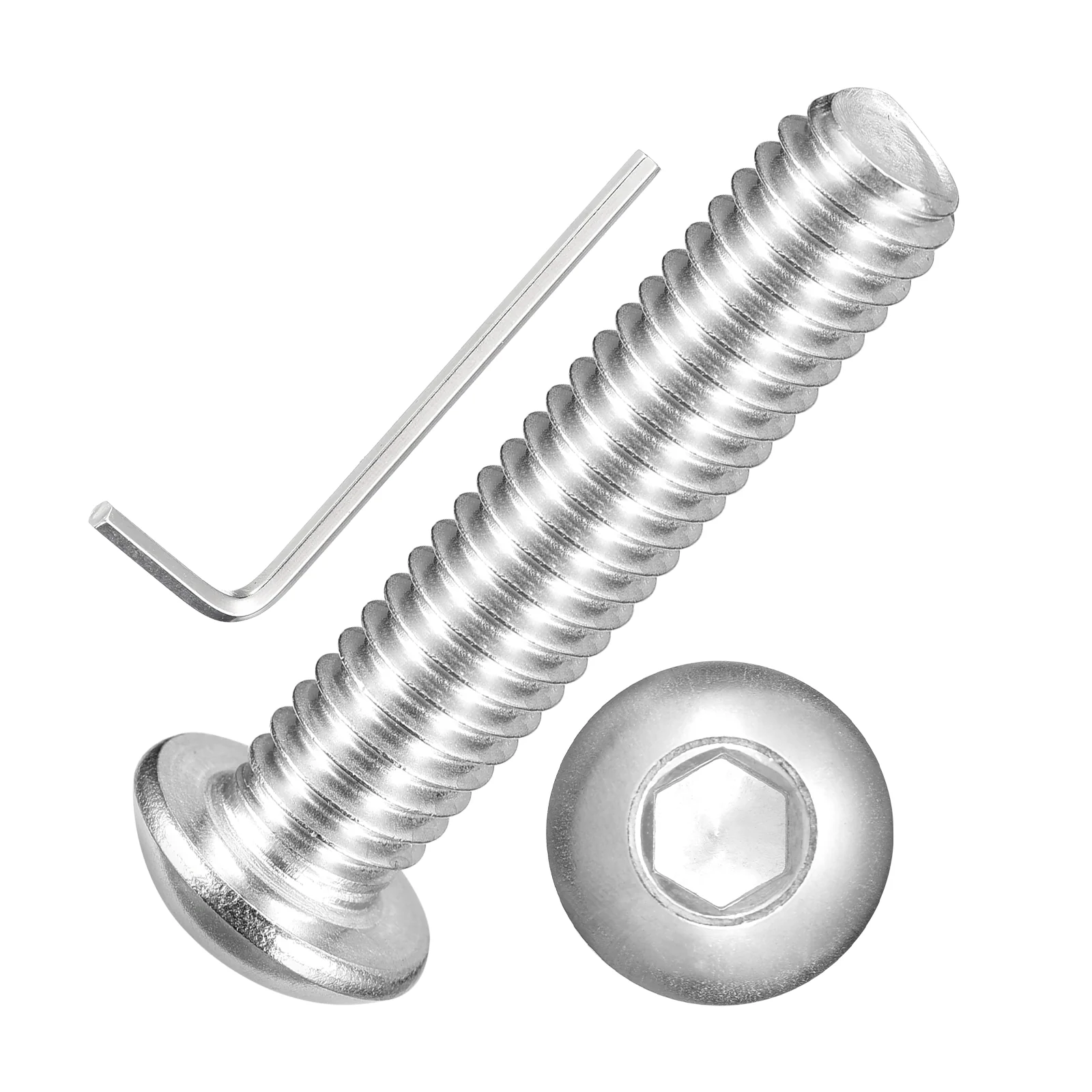 50Pcs Button Head Socket Cap Screws 5/16"-18x1-1/2" Stainless Steel Silver