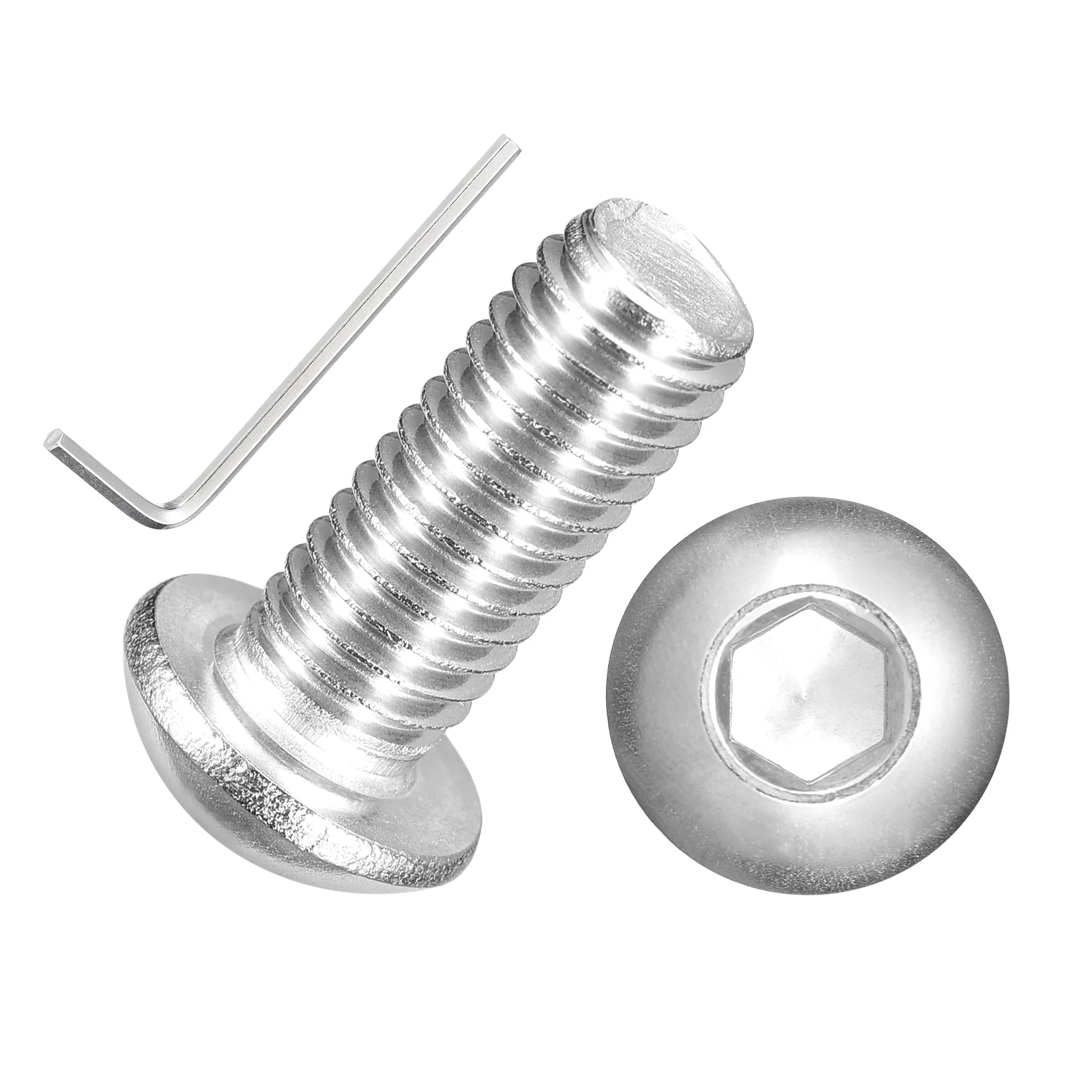 50Pcs Button Head Socket Cap Screws M8-1.25x20mm Stainless Steel Silver