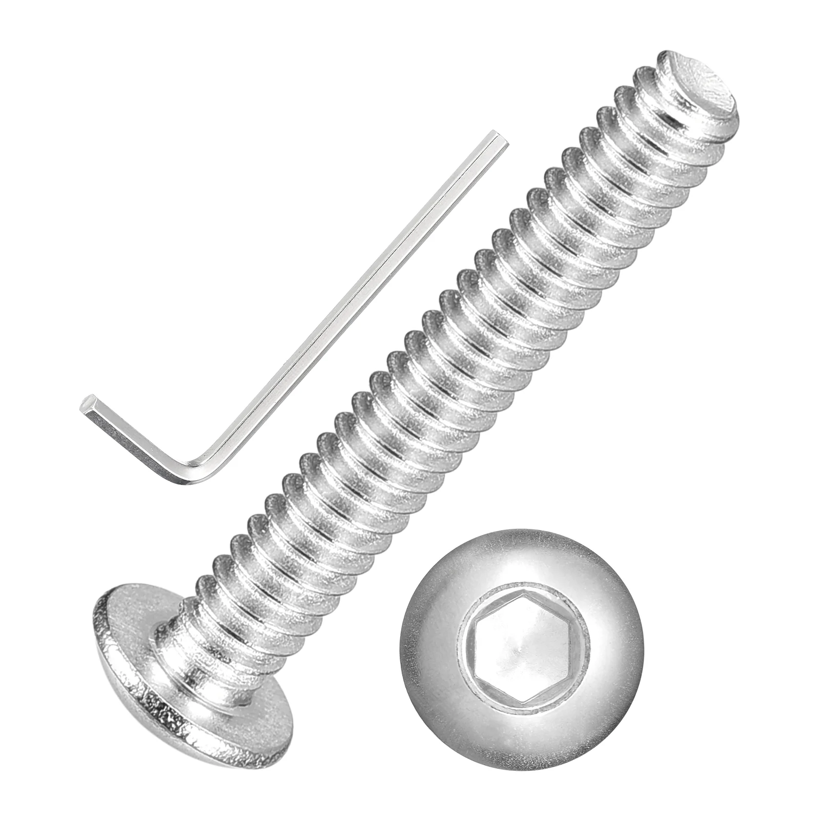 50Pcs Button Head Socket Cap Screws #4-40x3/4" Stainless Steel Silver