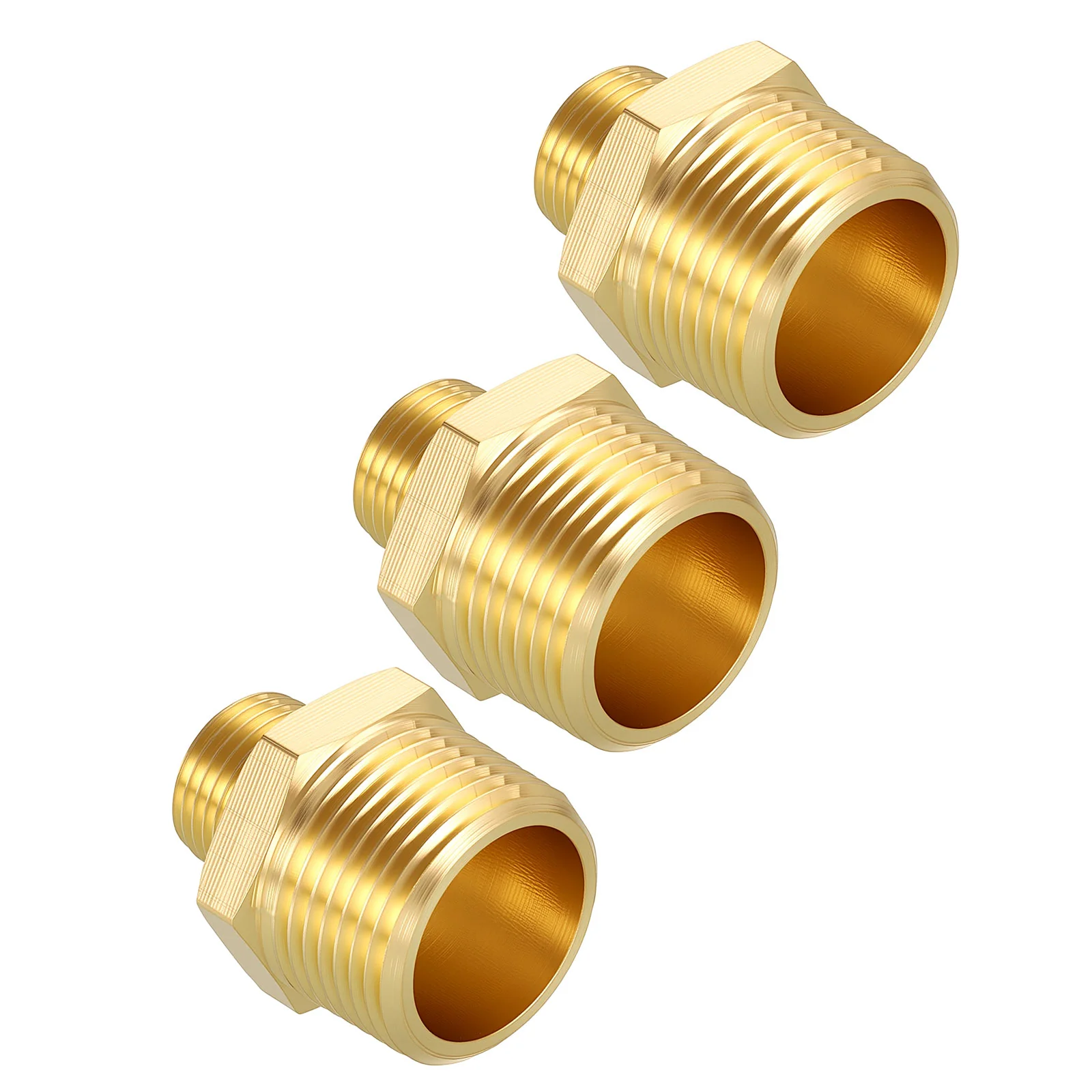 Pack of 3, 3/4" Male NPT To 3/8" Male NPT Solid Brass Hose Fittings Adapter