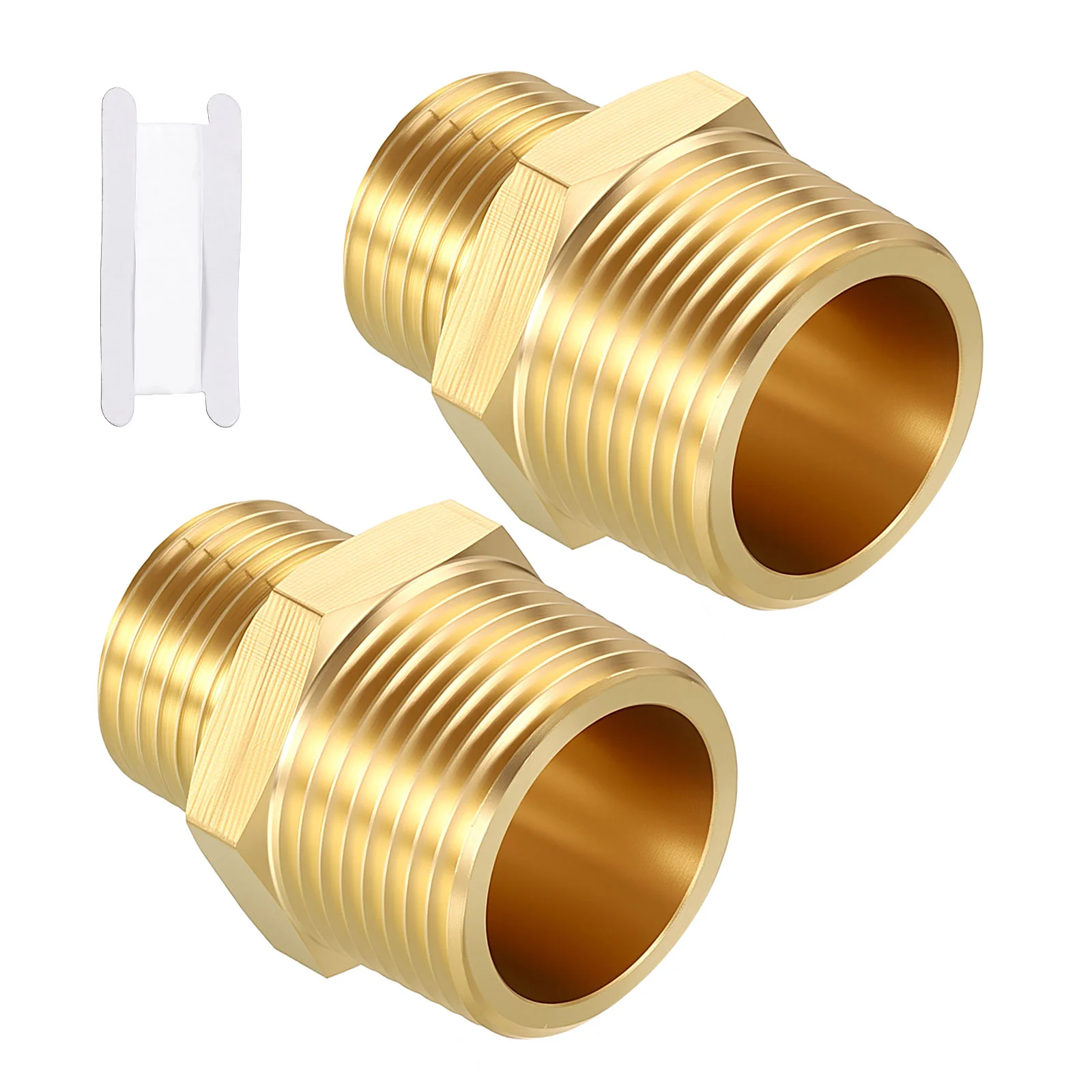 Packs of 2, 3/4" Male NPT x 1/2" Male NPT Solid Brass Hose Fittings Adapters