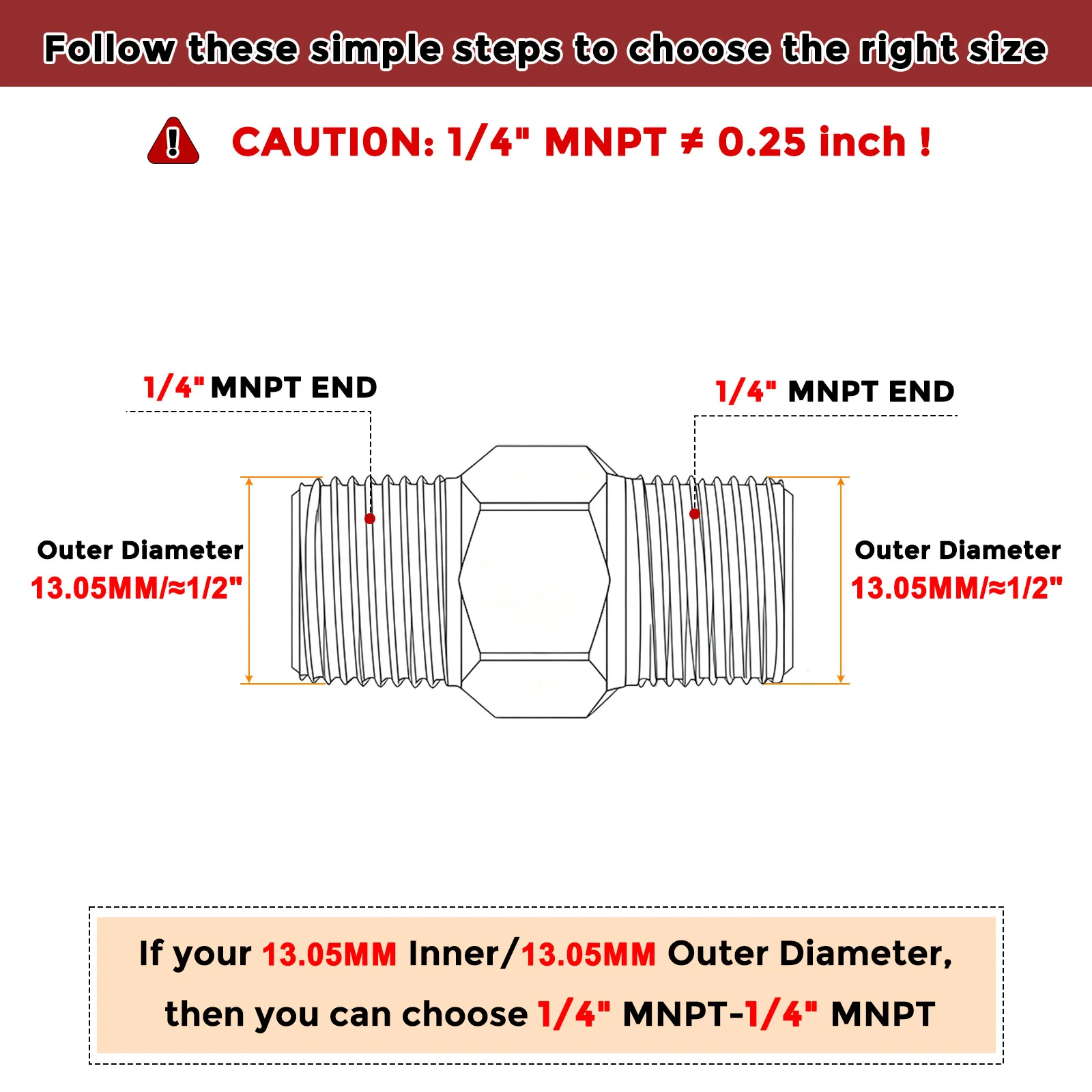 Packs of 10, 1/4" Male NPT To 1/4" Male NPT Stainless Steel Hose Adapters - Image 2