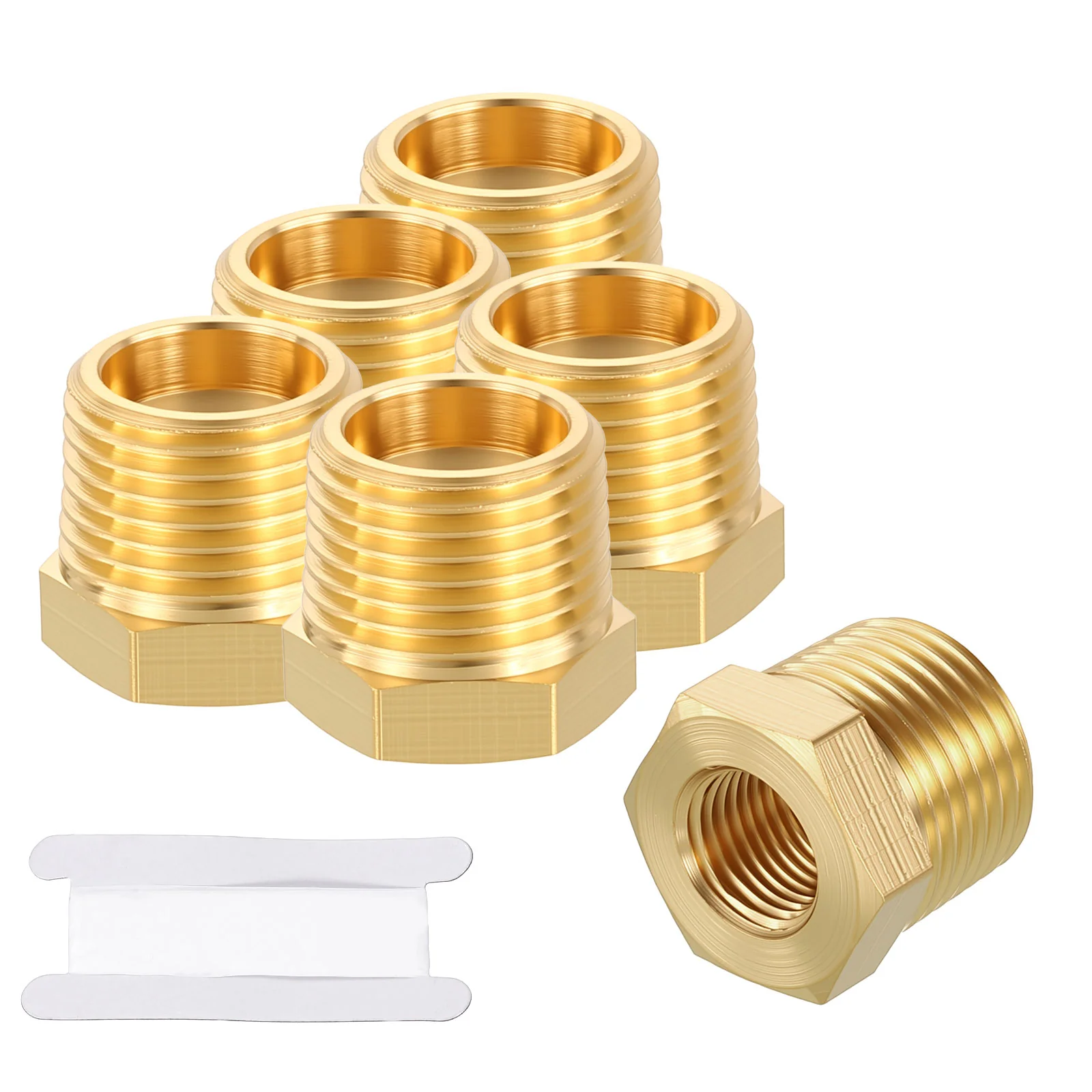 6 Pack Male to FeMale Adapters, 3/8" Male NPT x 1/8" FeMale NPT W/Tapes