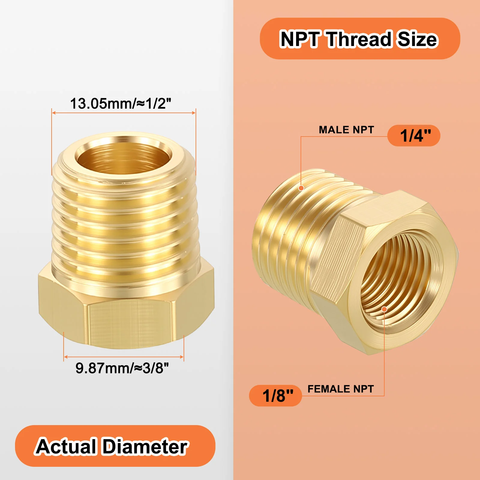 12 Pack Male to FeMale Adapters, 1/4" Male NPT x 1/8" FeMale NPT - Image 2