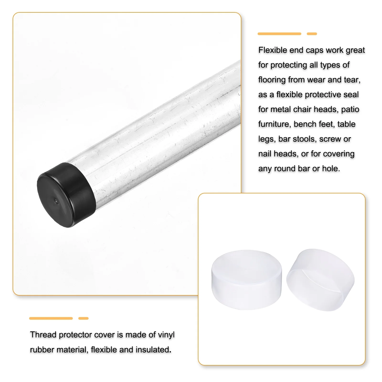Uxcell 2pcs Rubber End Caps 125mm Bolt Cap Screw Thread Protectors Clear - Image 3