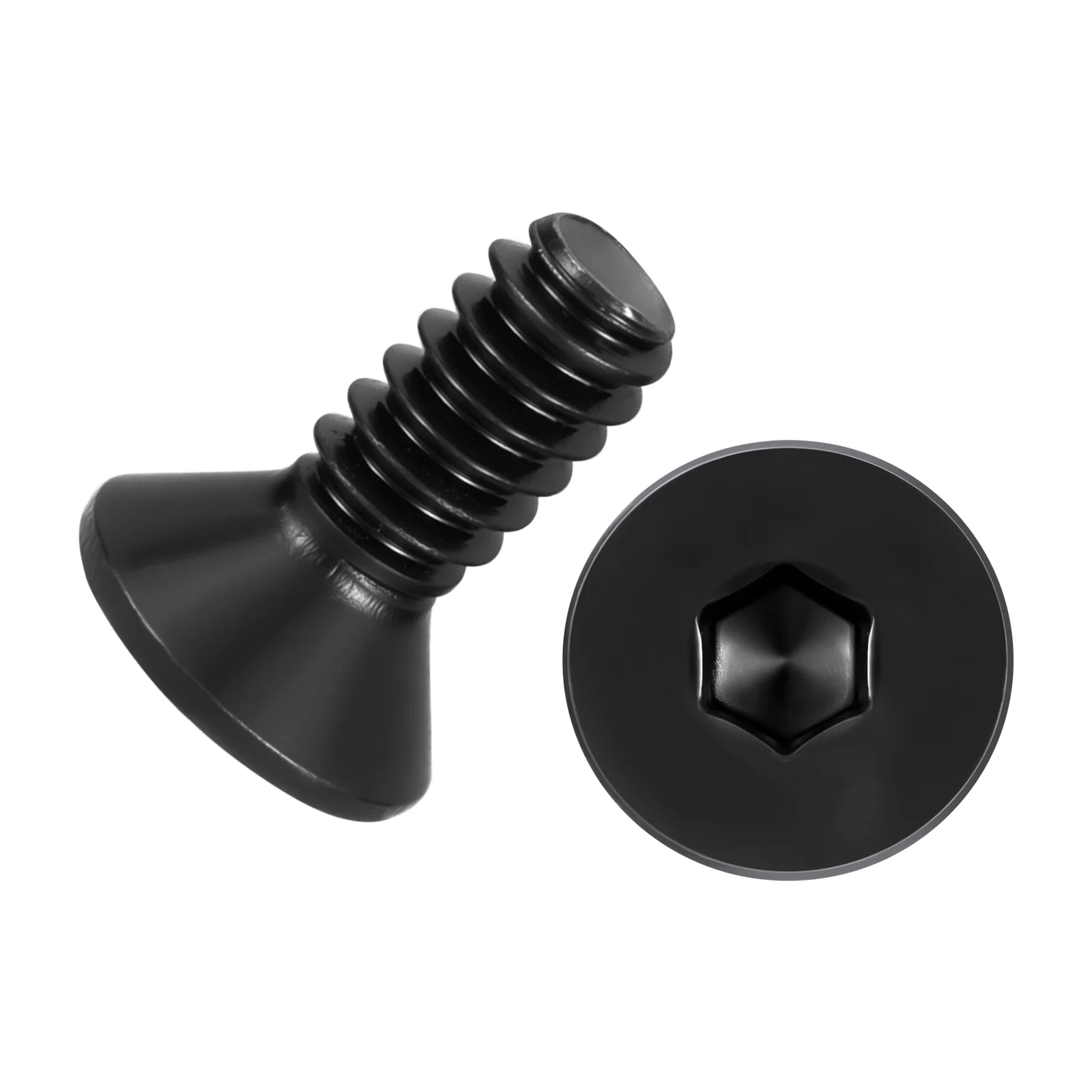 50Pcs Flat Head Socket Cap Screws-[#6-32x3/8"], Carbon Steel Bolts, Black