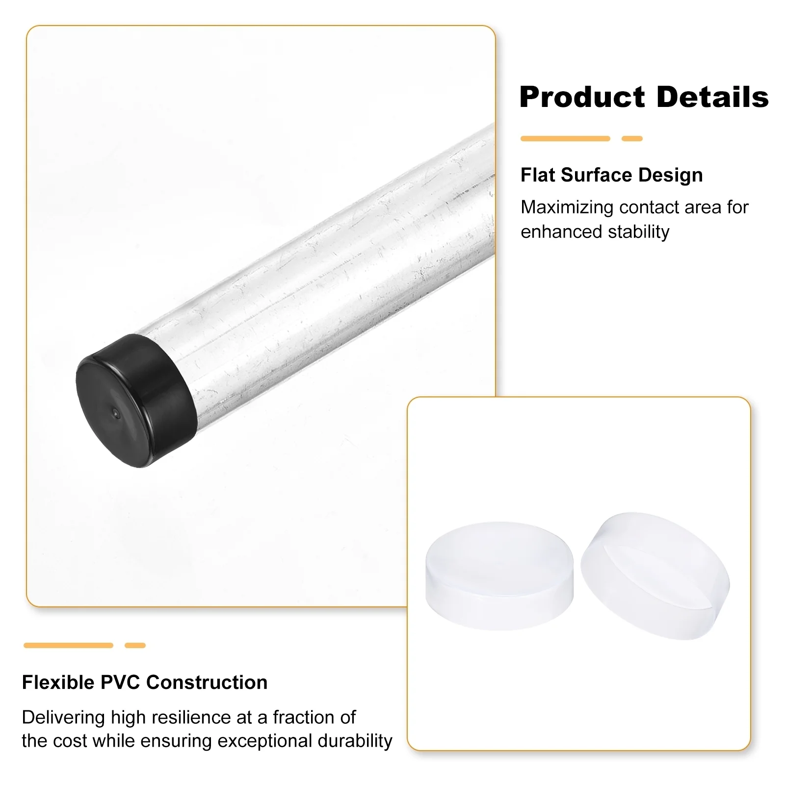 Uxcell 175mm (6 7/8") ID Rubber End Caps Pipe & Fence Post Protectors Clear - Image 3