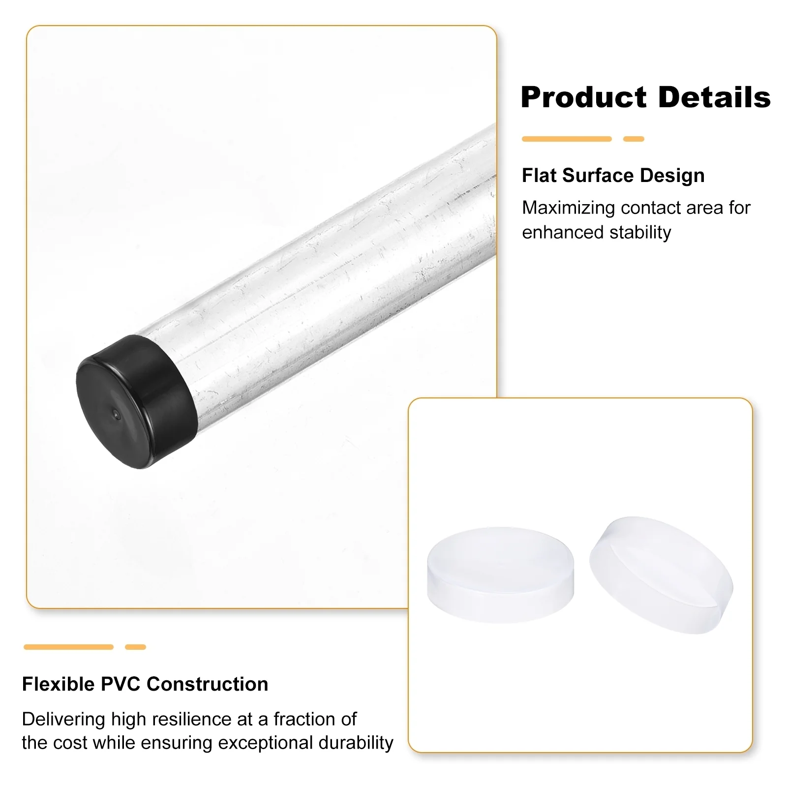 Uxcell 300mm (11 13/16") ID Rubber End Caps Pipe & Fence Post Protectors Clear - Image 3