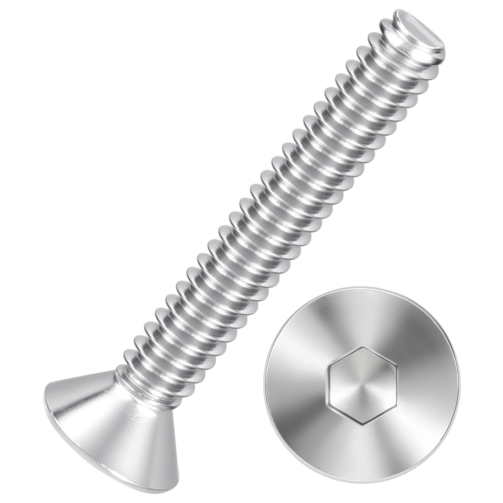 25Pcs Flat Head Socket Cap Screws-[#4-40x3/4"], 304 Stainless Bolts Silver