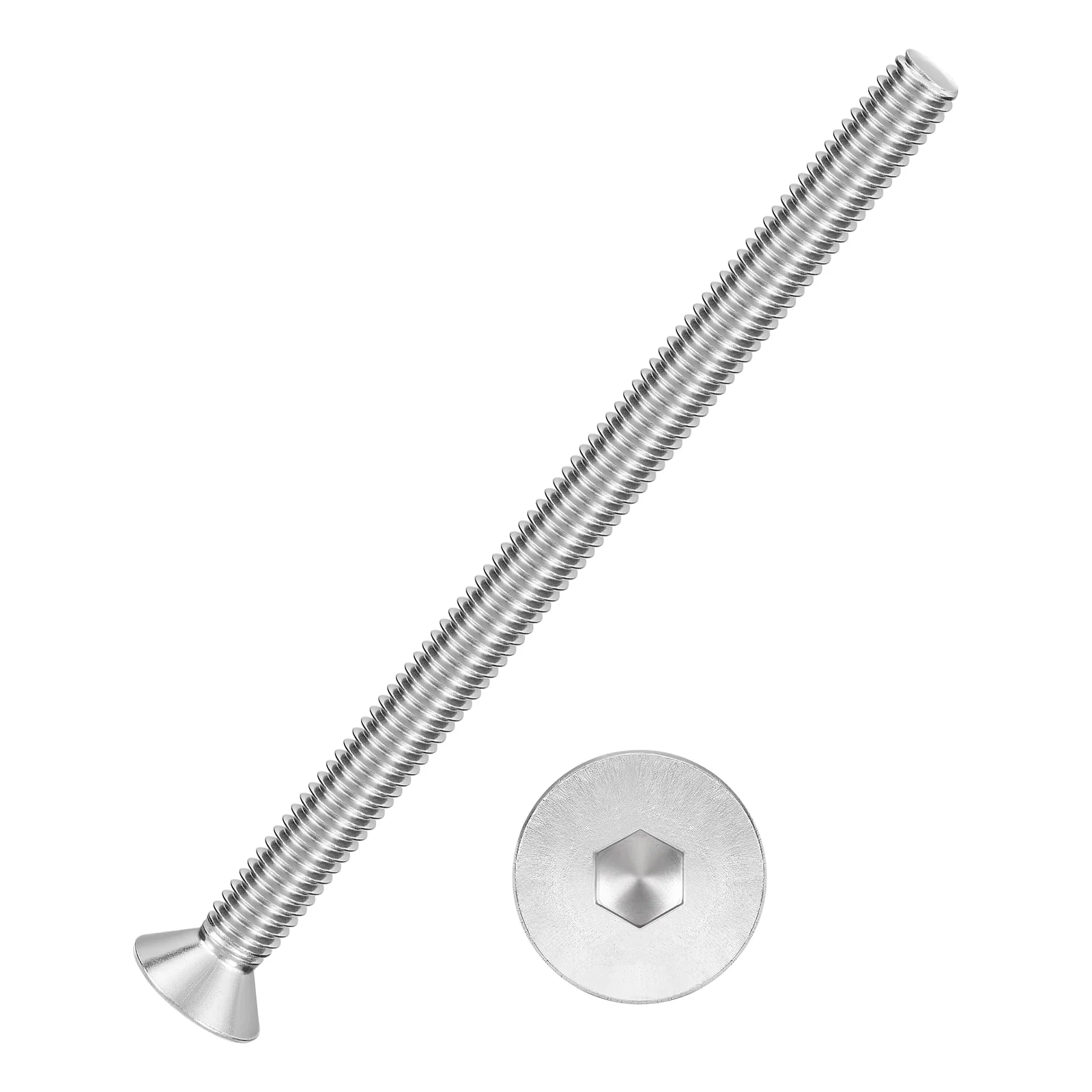 10Pcs Flat Head Socket Cap Screws-[M4-0.7x60], 304 Stainless Bolts Silver