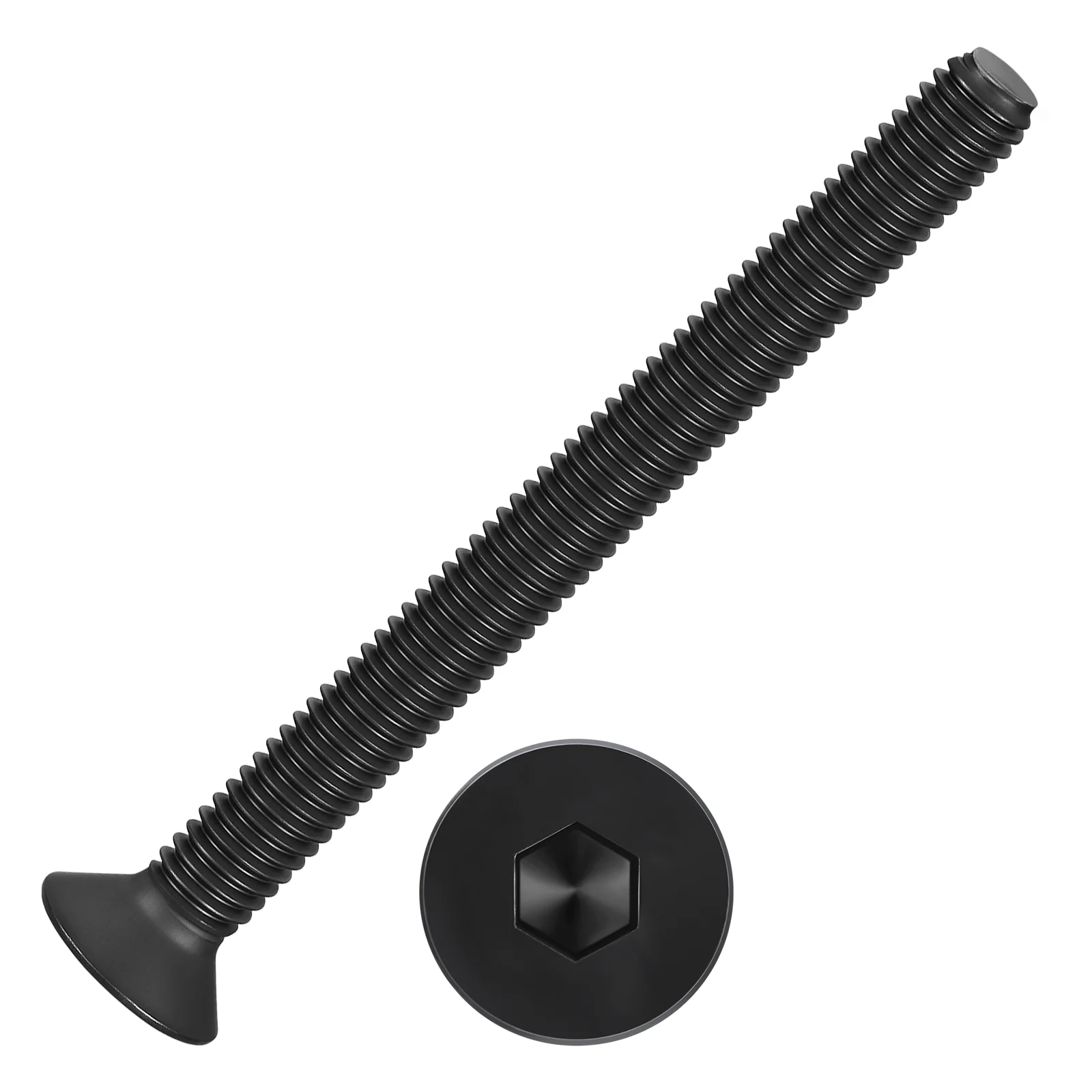 5Pcs Flat Head Socket Cap Screws-[M6-1x65], Carbon Steel Bolts, Black
