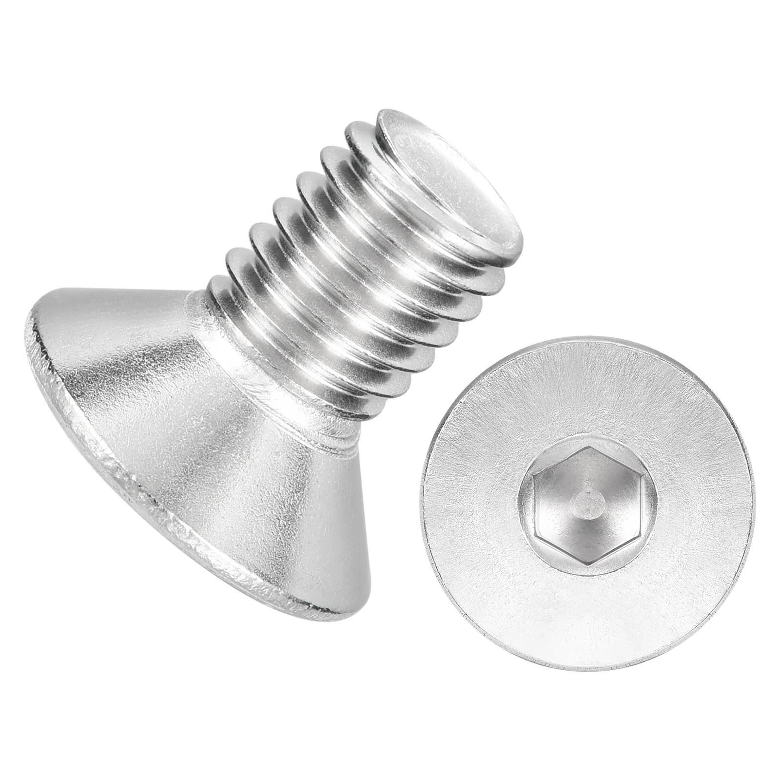20Pcs Flat Head Socket Cap Screws - [M8x1.25x16mm], 304 Stainless Bolts Silver