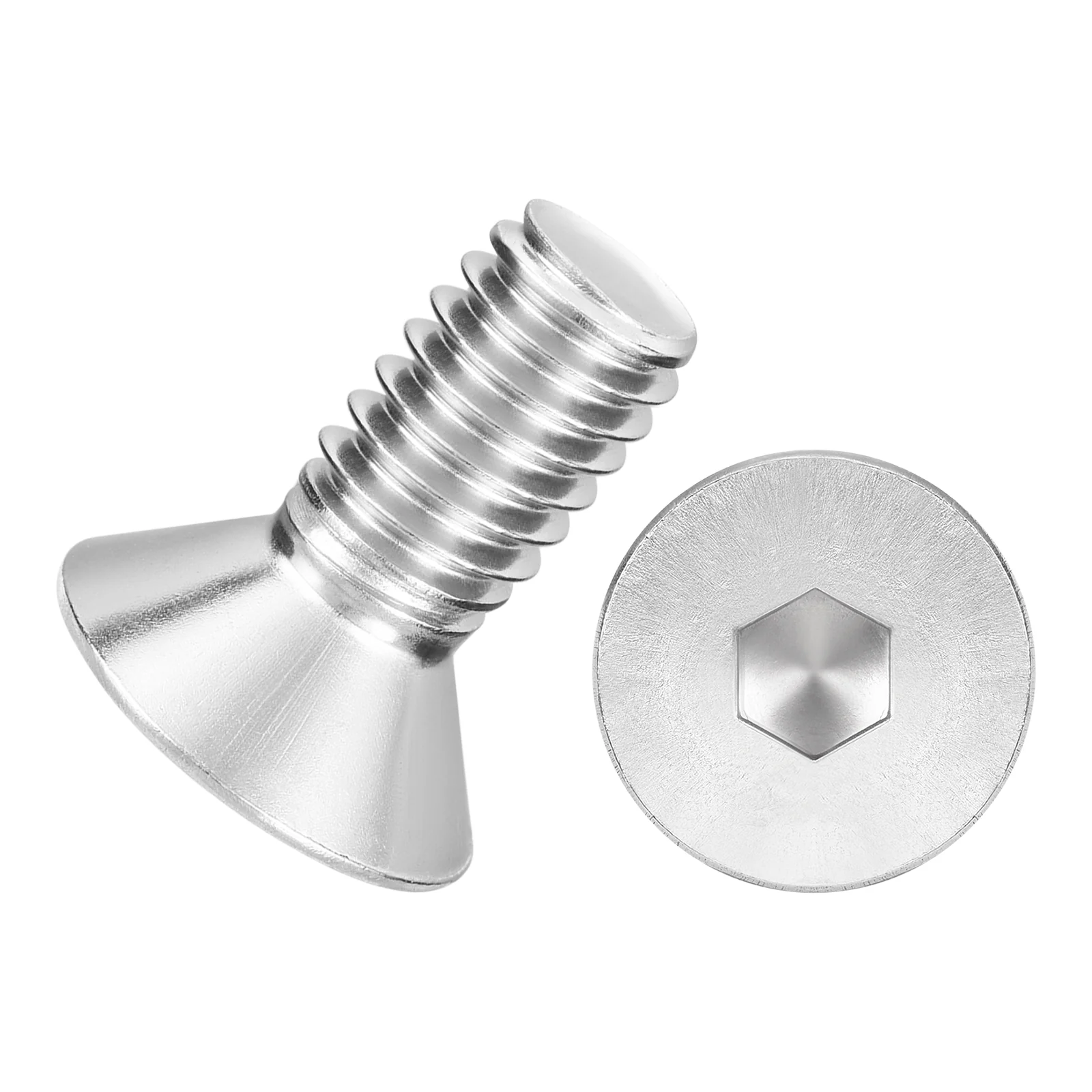 50Pcs Flat Head Socket Cap Screws - [M4 x 0.7x10mm], 304 Stainless Bolts Silver