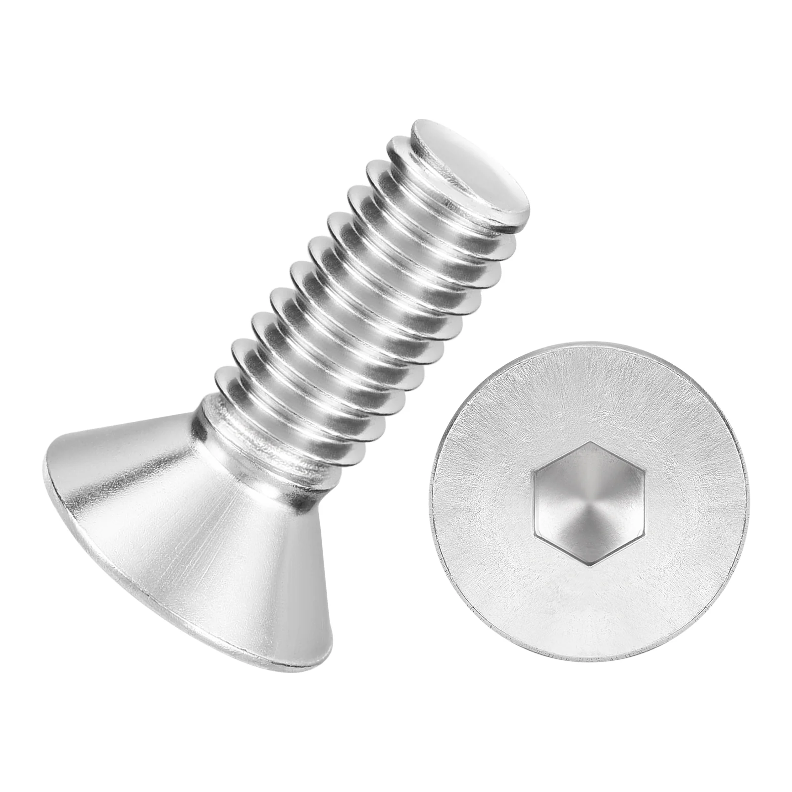 25Pcs Flat Head Socket Cap Screws-[#8-32x1/2"], 304 Stainless Bolts Silver