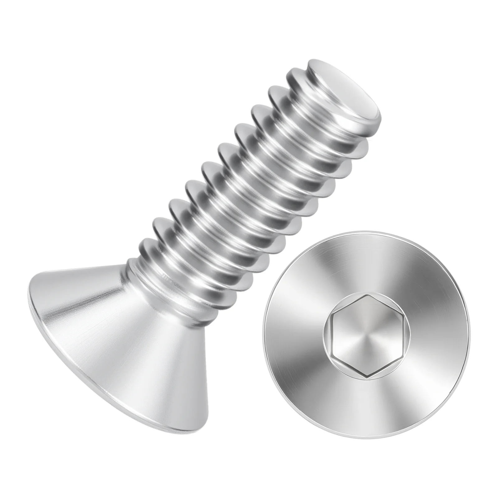 25Pcs Flat Head Socket Cap Screws-[#10-24x5/8"], 304 Stainless Bolts Silver