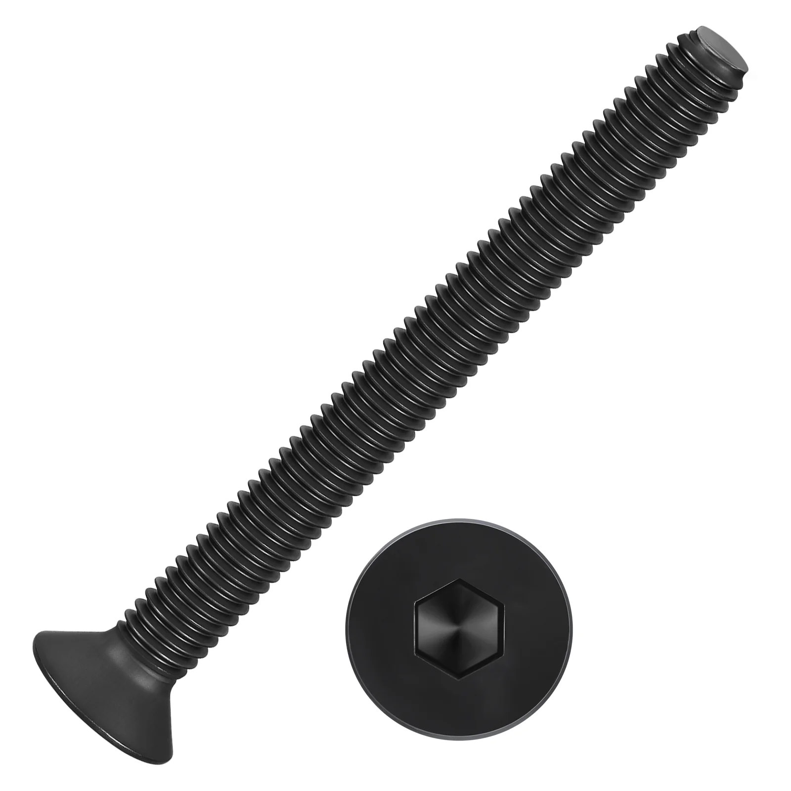 20Pcs Flat Head Socket Cap Screws-[M6-1x60], Carbon Steel Bolts, Black