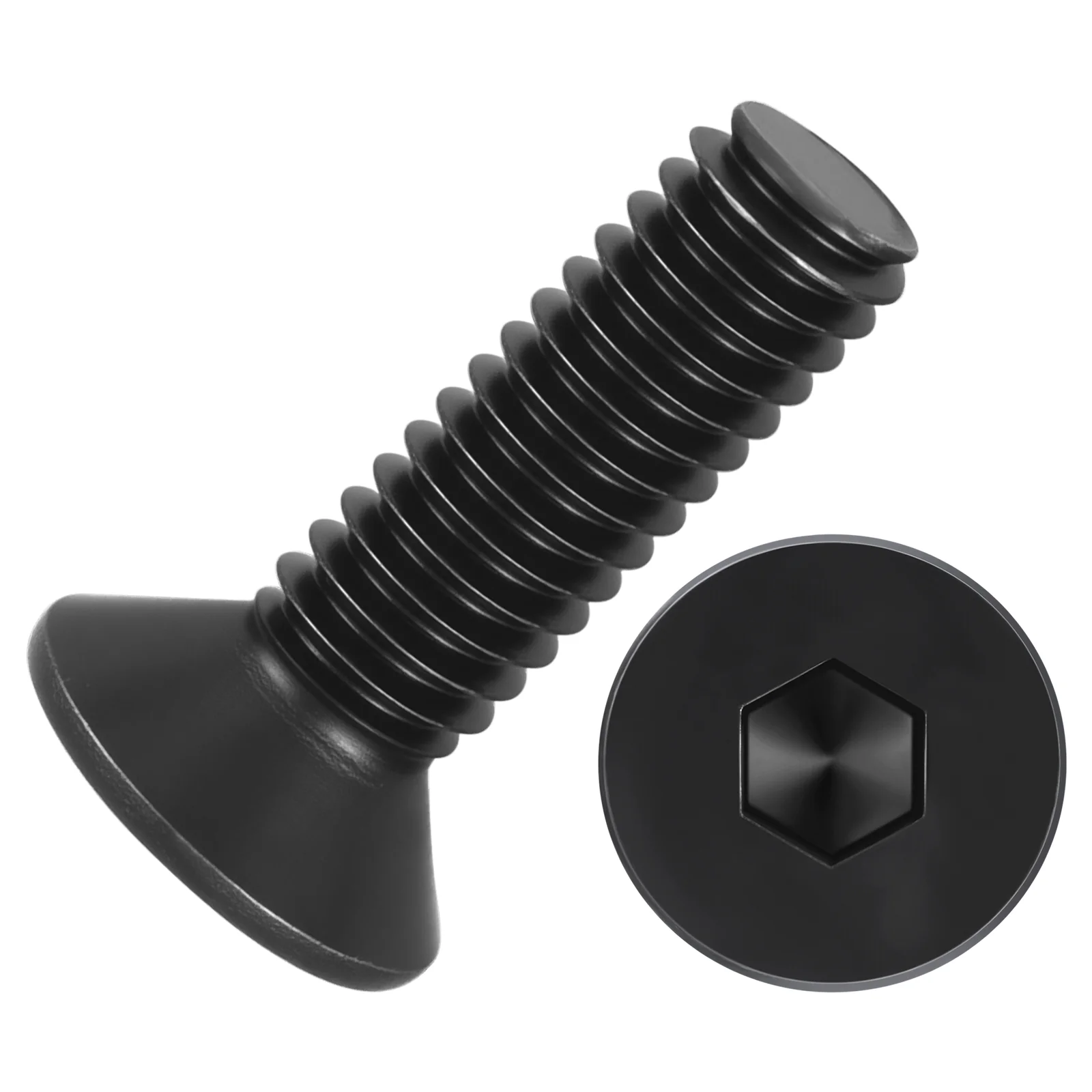120Pcs Flat Head Socket Cap Screws-[M4-0.7x14], Carbon Steel Bolts, Black