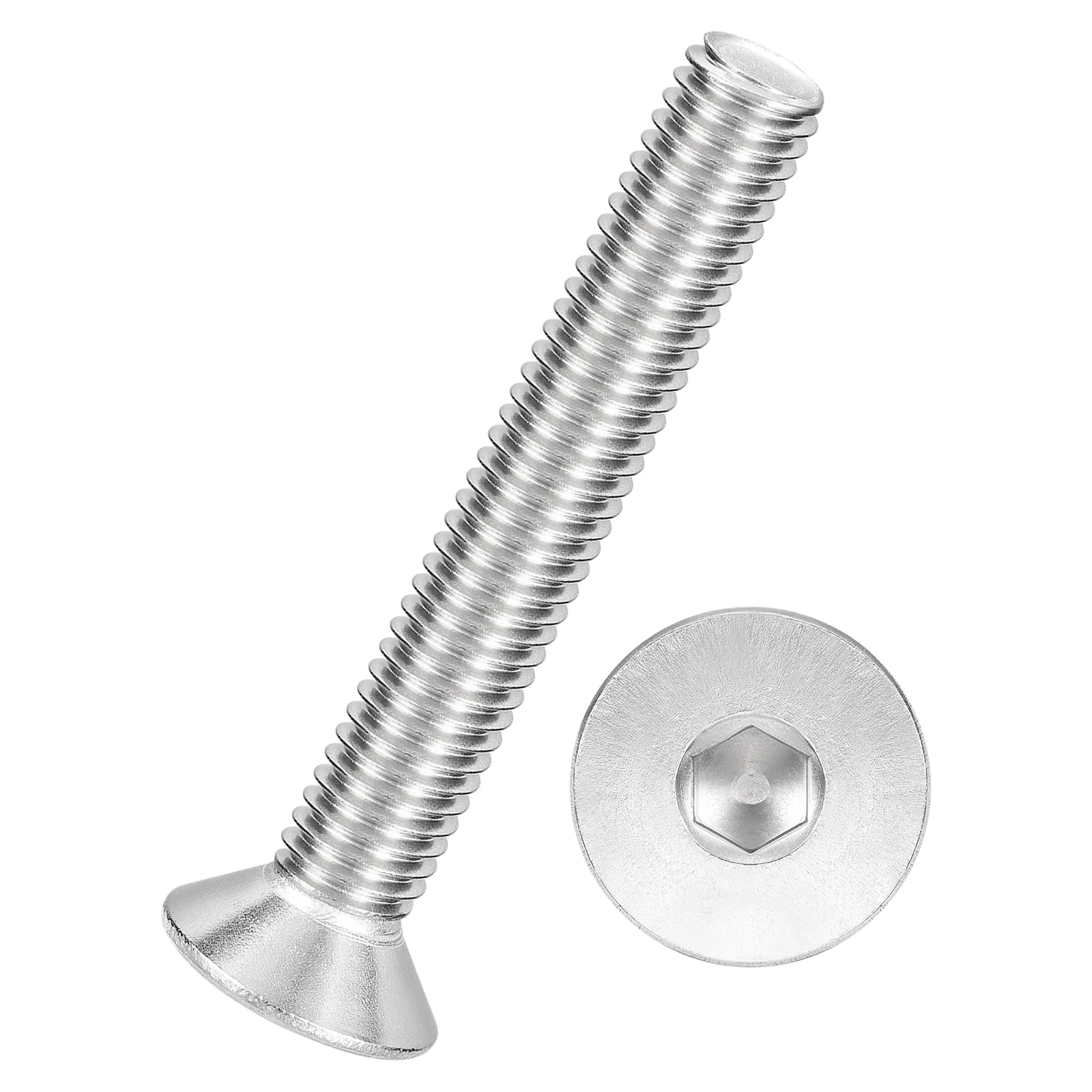 20Pcs Flat Head Socket Cap Screws - [M8 x 1.25x55mm], 304 Stainless Bolts Silver